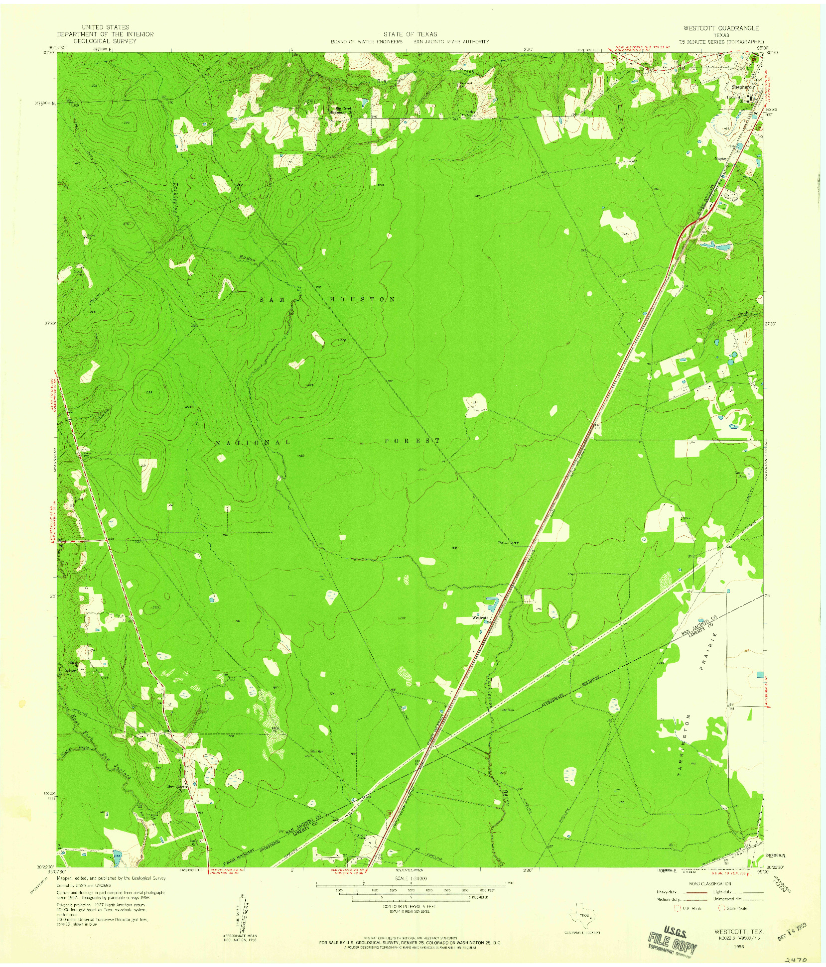 USGS 1:24000-SCALE QUADRANGLE FOR WESTCOTT, TX 1958