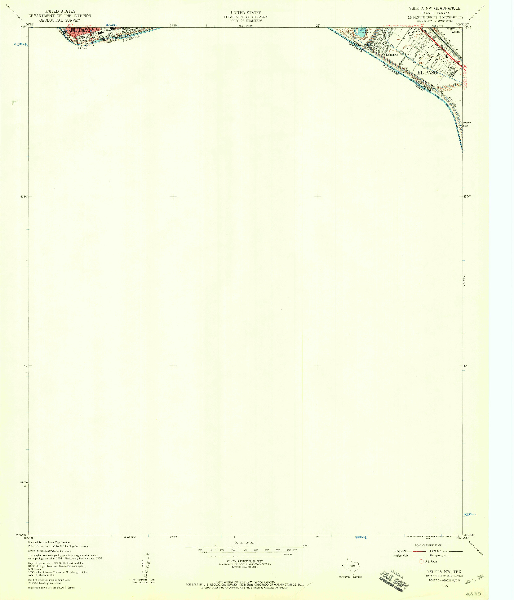 USGS 1:24000-SCALE QUADRANGLE FOR YSLETA NW, TX 1955