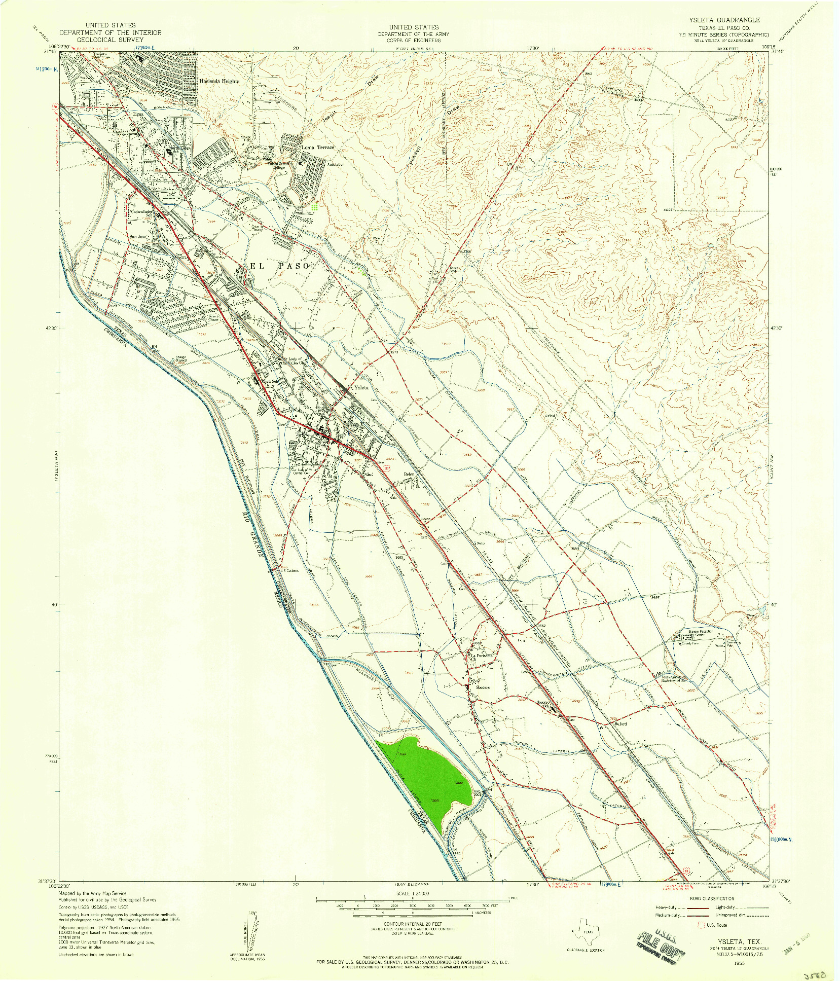USGS 1:24000-SCALE QUADRANGLE FOR YSLETA, TX 1955