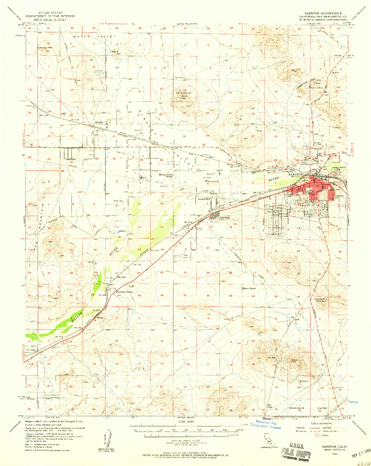 USGS 1:62500-SCALE QUADRANGLE FOR BARSTOW, CA 1956
