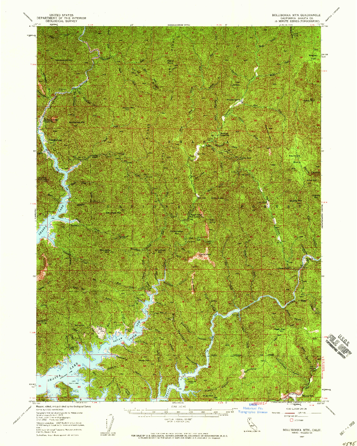 USGS 1:62500-SCALE QUADRANGLE FOR BOLLIBOKKA MTN, CA 1957