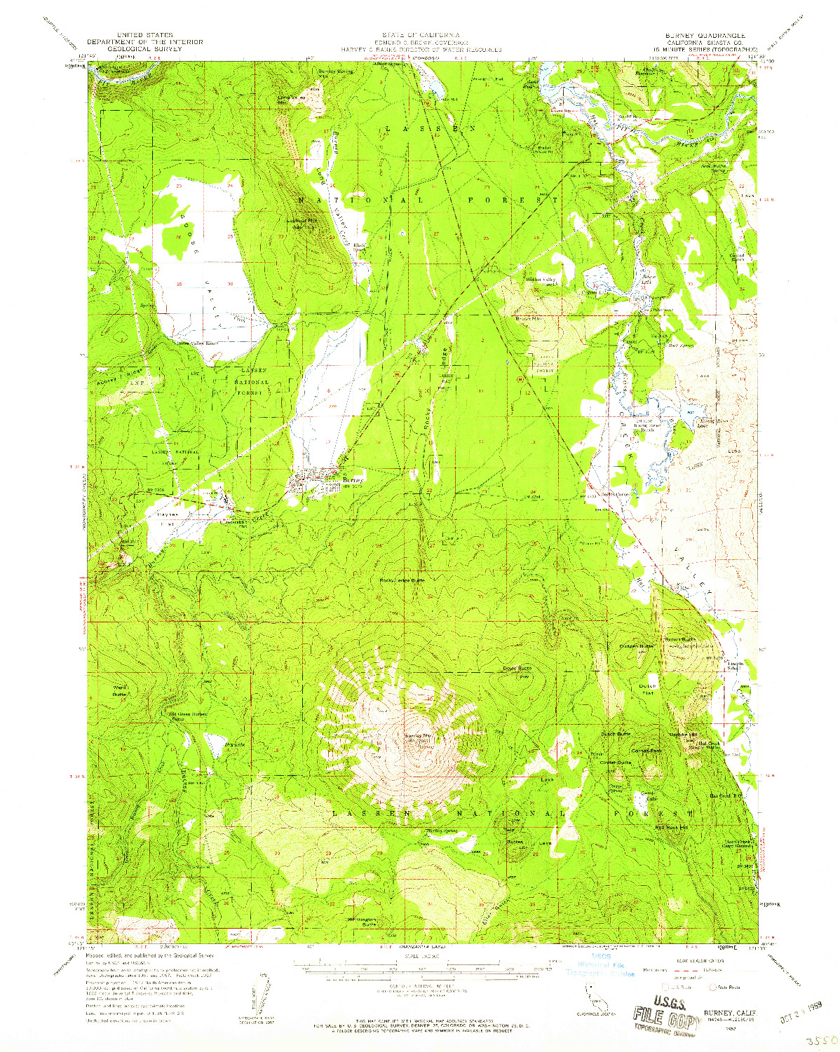 USGS 1:62500-SCALE QUADRANGLE FOR BURNEY, CA 1957
