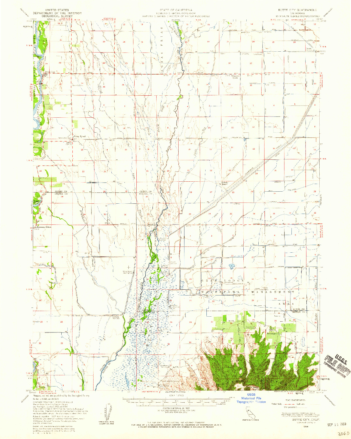 USGS 1:62500-SCALE QUADRANGLE FOR BUTTE CITY, CA 1954