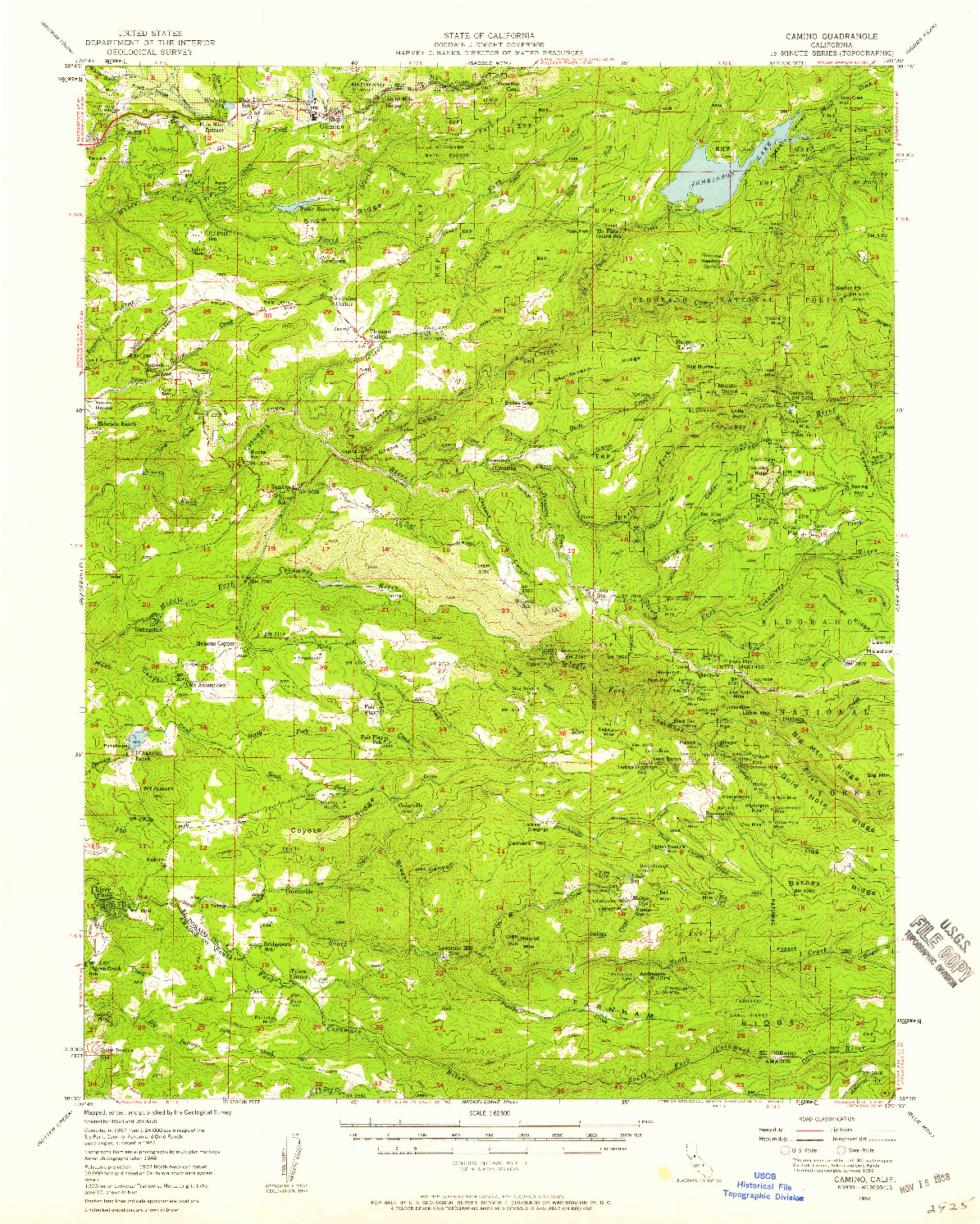 USGS 1:62500-SCALE QUADRANGLE FOR CAMINO, CA 1952