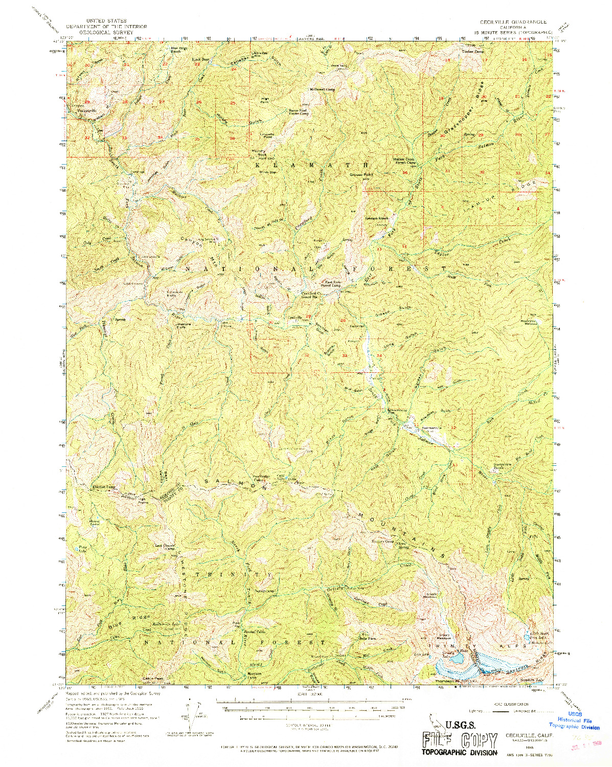 USGS 1:62500-SCALE QUADRANGLE FOR CECILVILLE, CA 1955