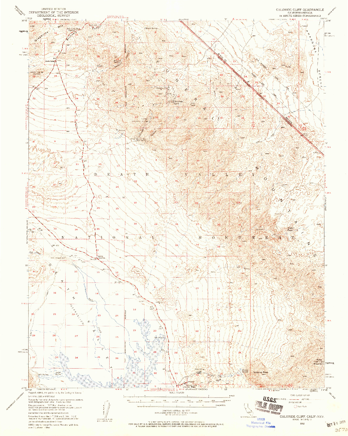 USGS 1:62500-SCALE QUADRANGLE FOR CHLORIDE CLIFF, CA 1952