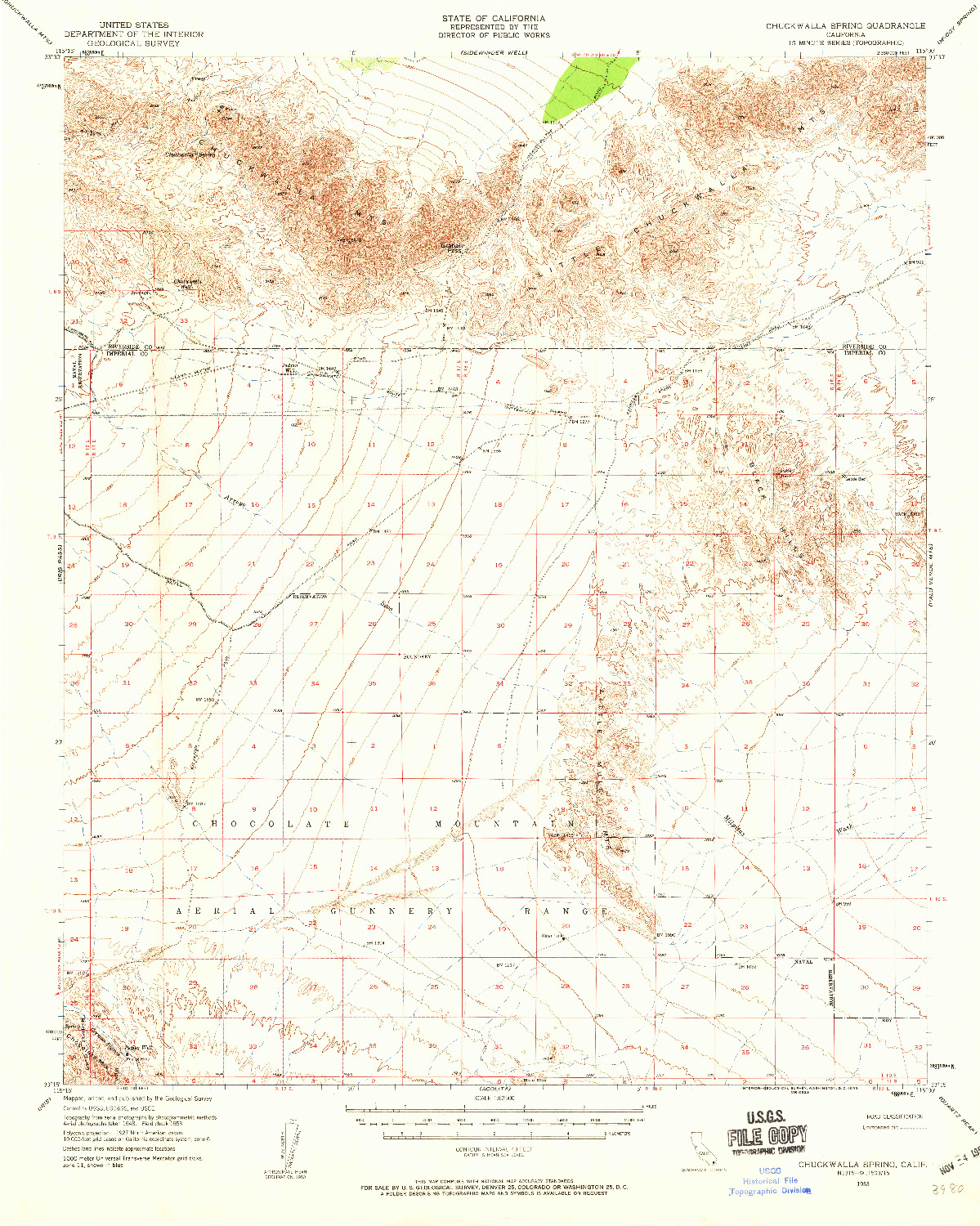 USGS 1:62500-SCALE QUADRANGLE FOR CHUCKWALLA SPRING, CA 1953