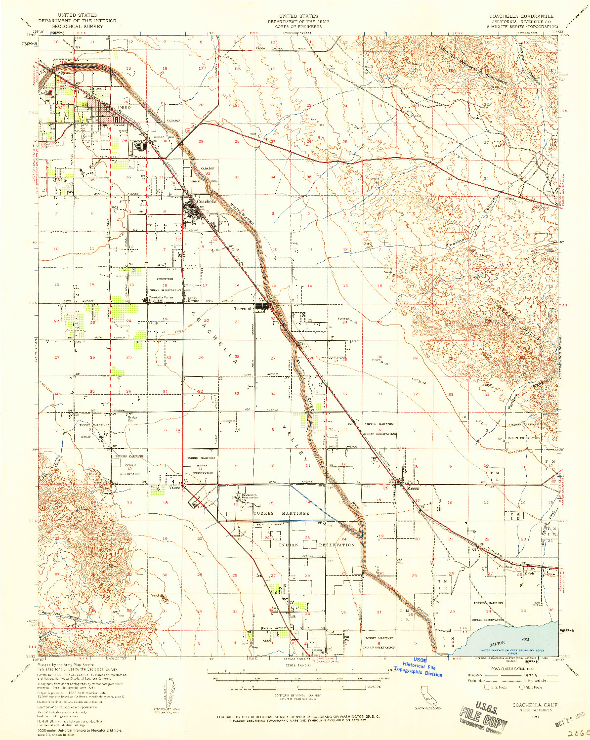 USGS 1:62500-SCALE QUADRANGLE FOR COACHELLA, CA 1941