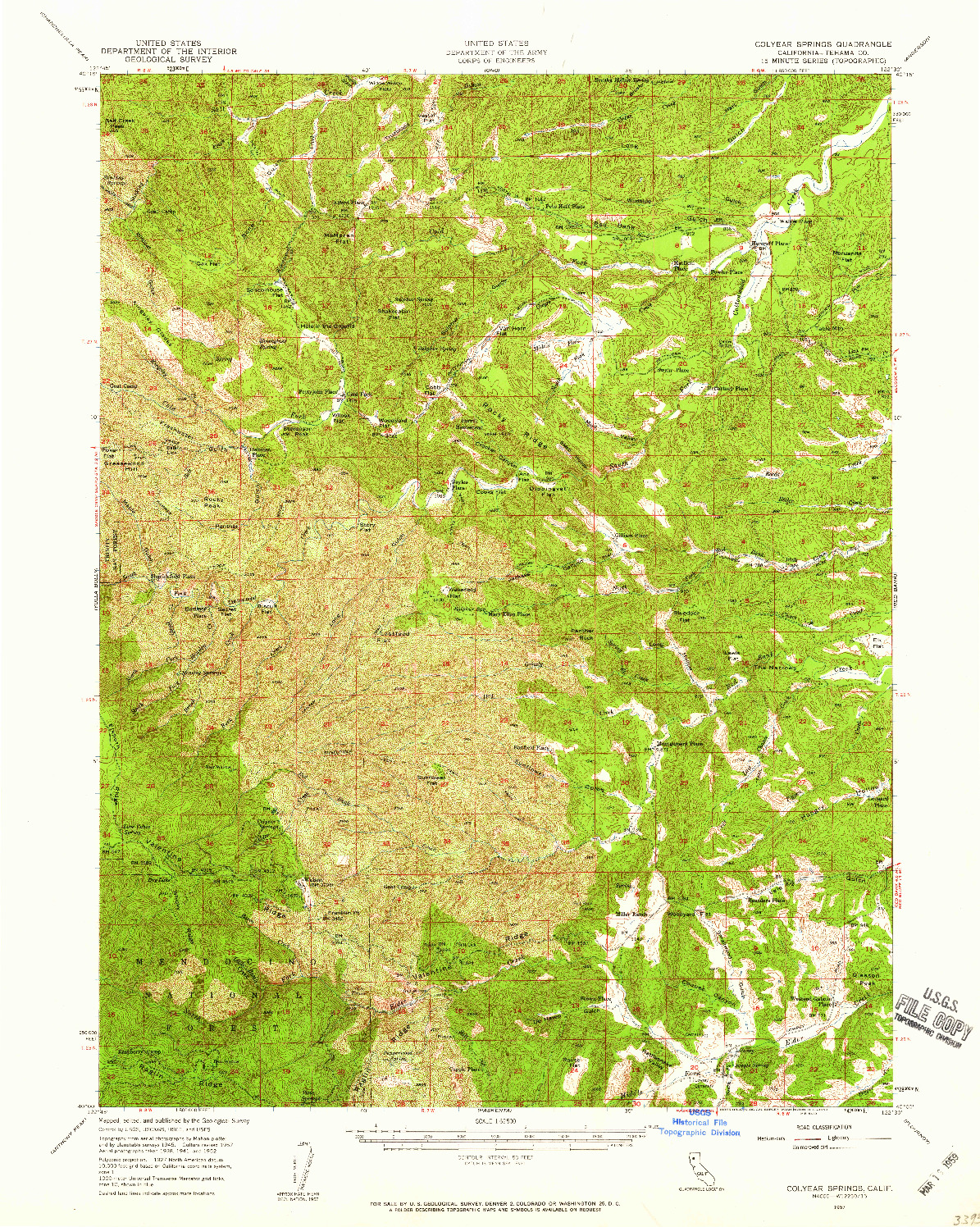 USGS 1:62500-SCALE QUADRANGLE FOR COLYEAR SPRINGS, CA 1957