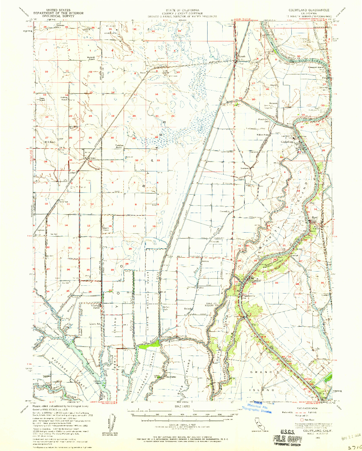 USGS 1:62500-SCALE QUADRANGLE FOR COURTLAND, CA 1952
