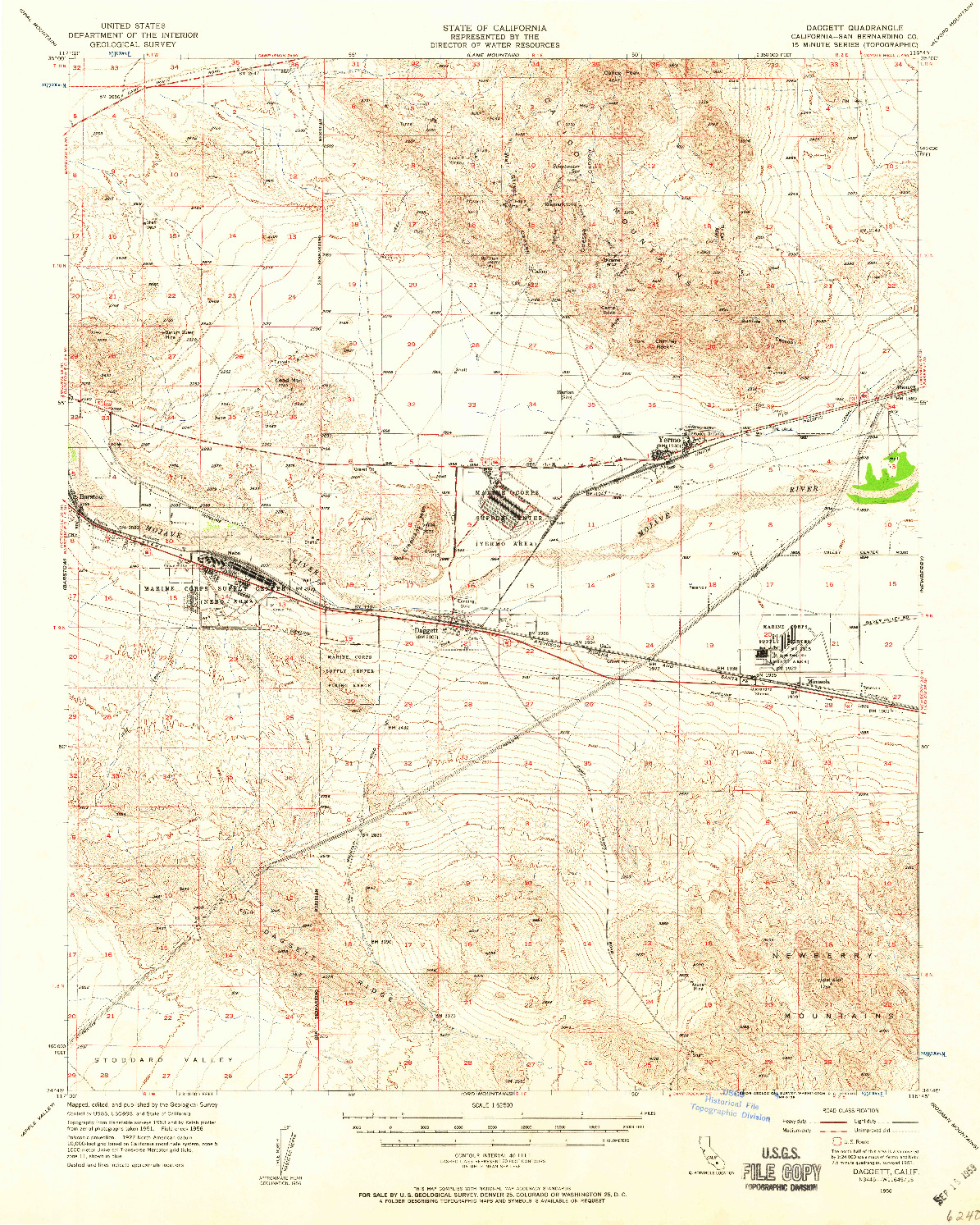 USGS 1:62500-SCALE QUADRANGLE FOR DAGGETT, CA 1956