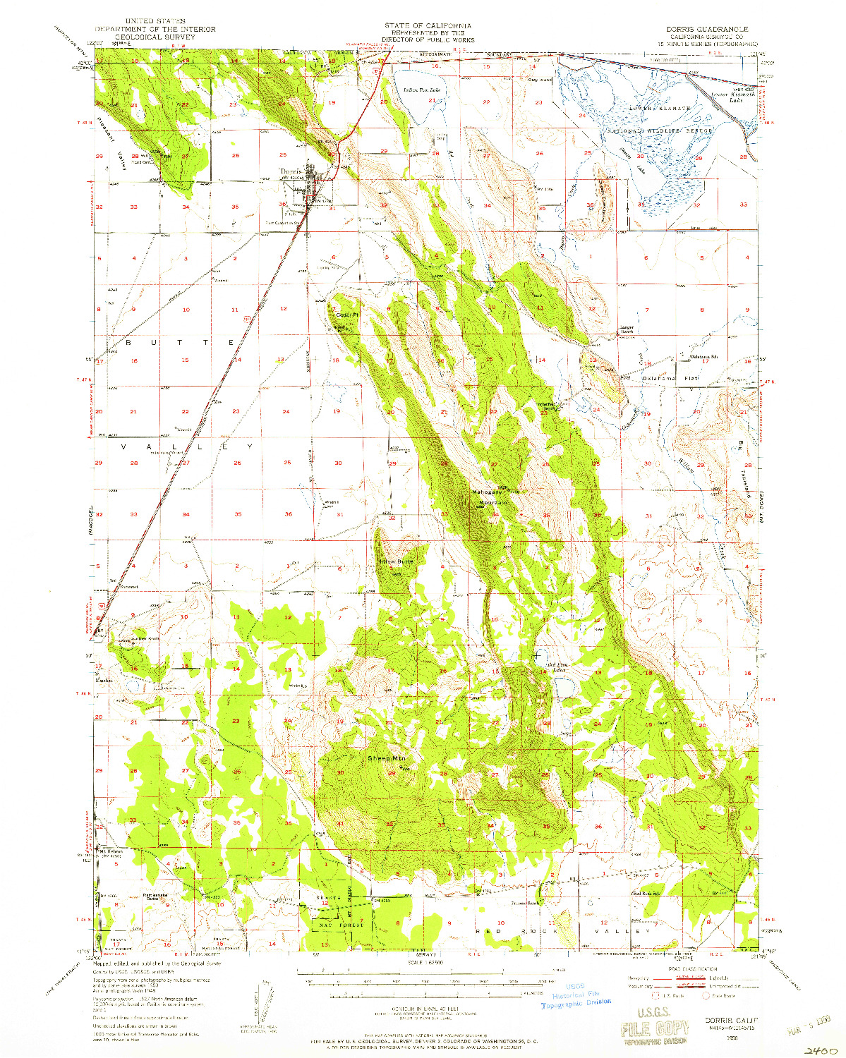 USGS 1:62500-SCALE QUADRANGLE FOR DORRIS, CA 1950