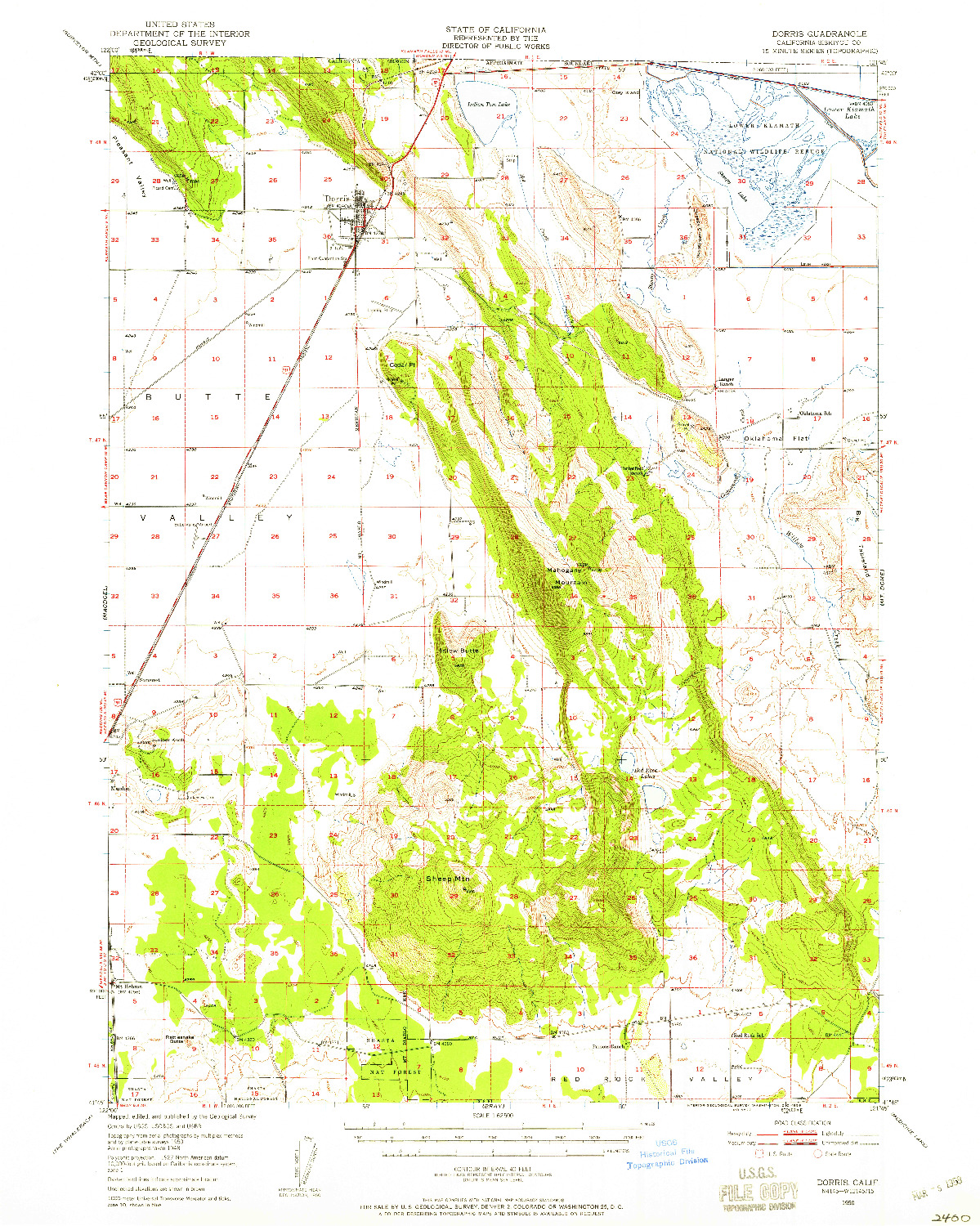 USGS 1:62500-SCALE QUADRANGLE FOR DORRIS, CA 1950