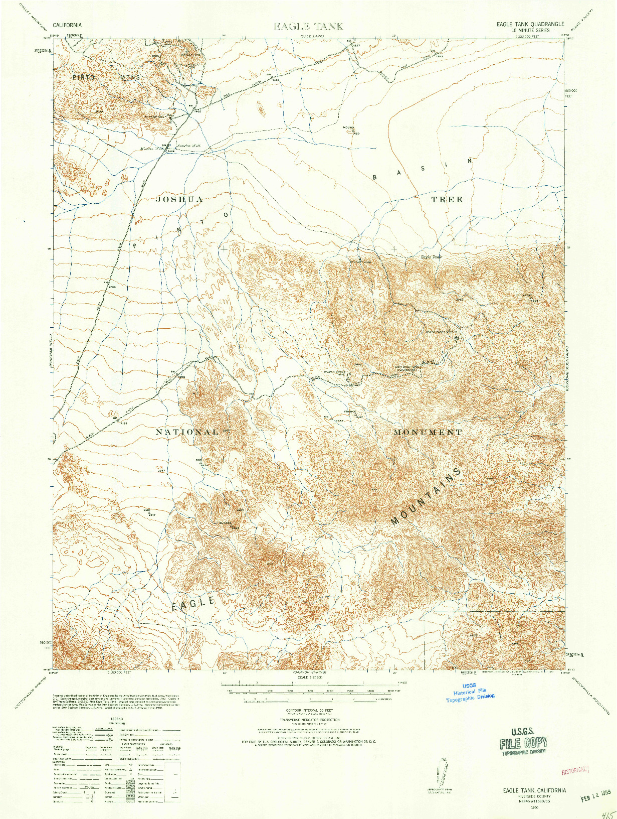 USGS 1:62500-SCALE QUADRANGLE FOR EAGLE TANK, CA 1940
