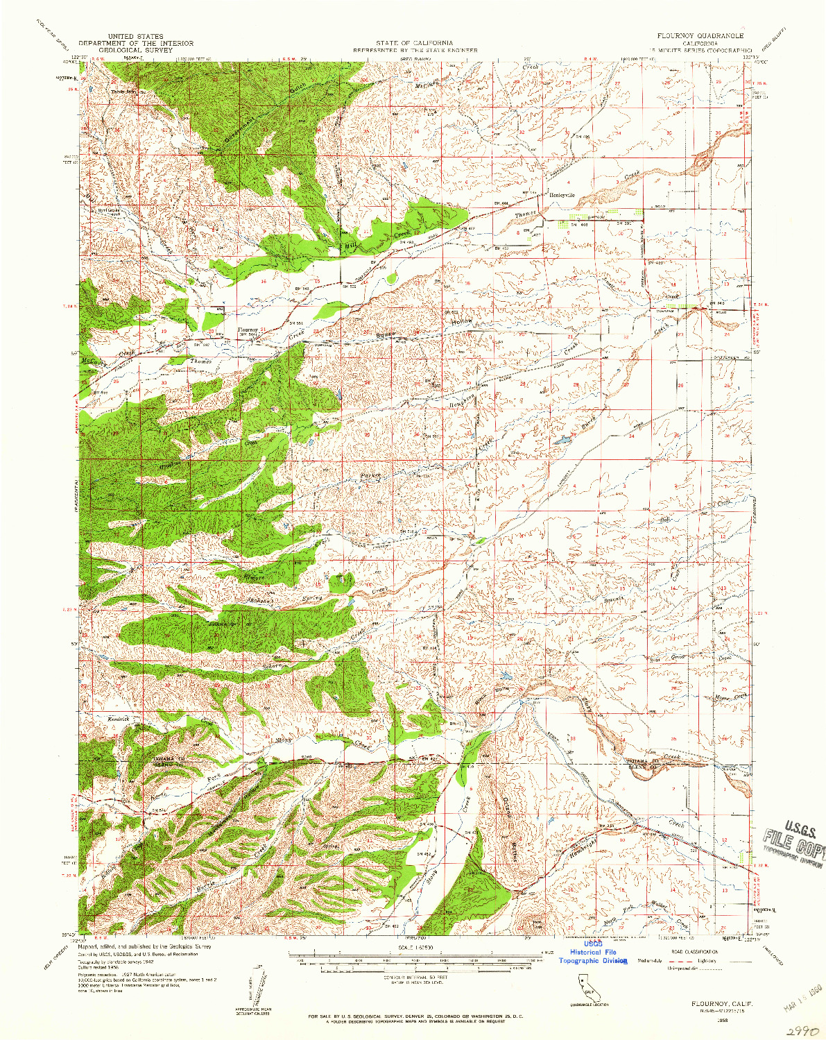 USGS 1:62500-SCALE QUADRANGLE FOR FLOURNOY, CA 1958