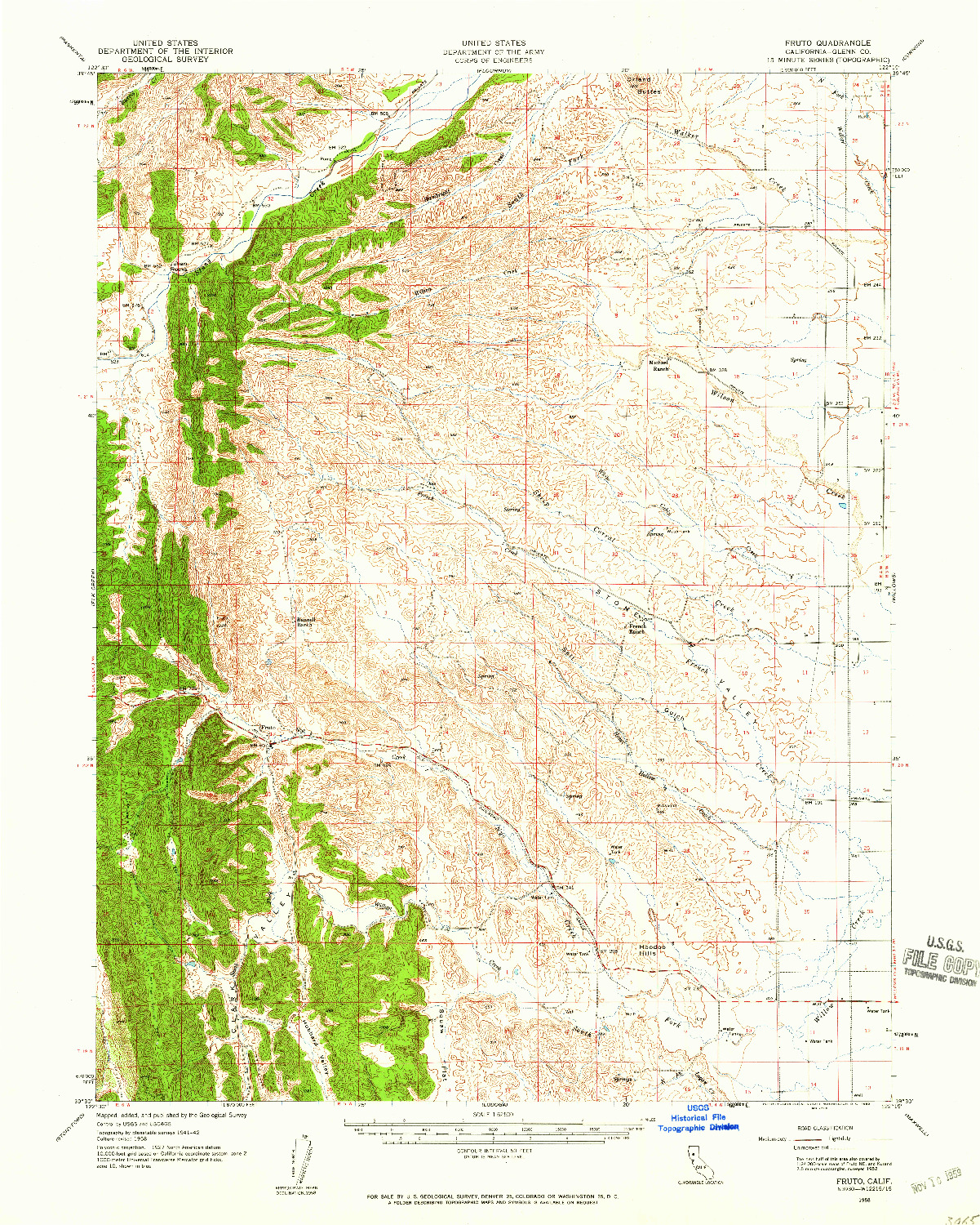 USGS 1:62500-SCALE QUADRANGLE FOR FRUTO, CA 1958