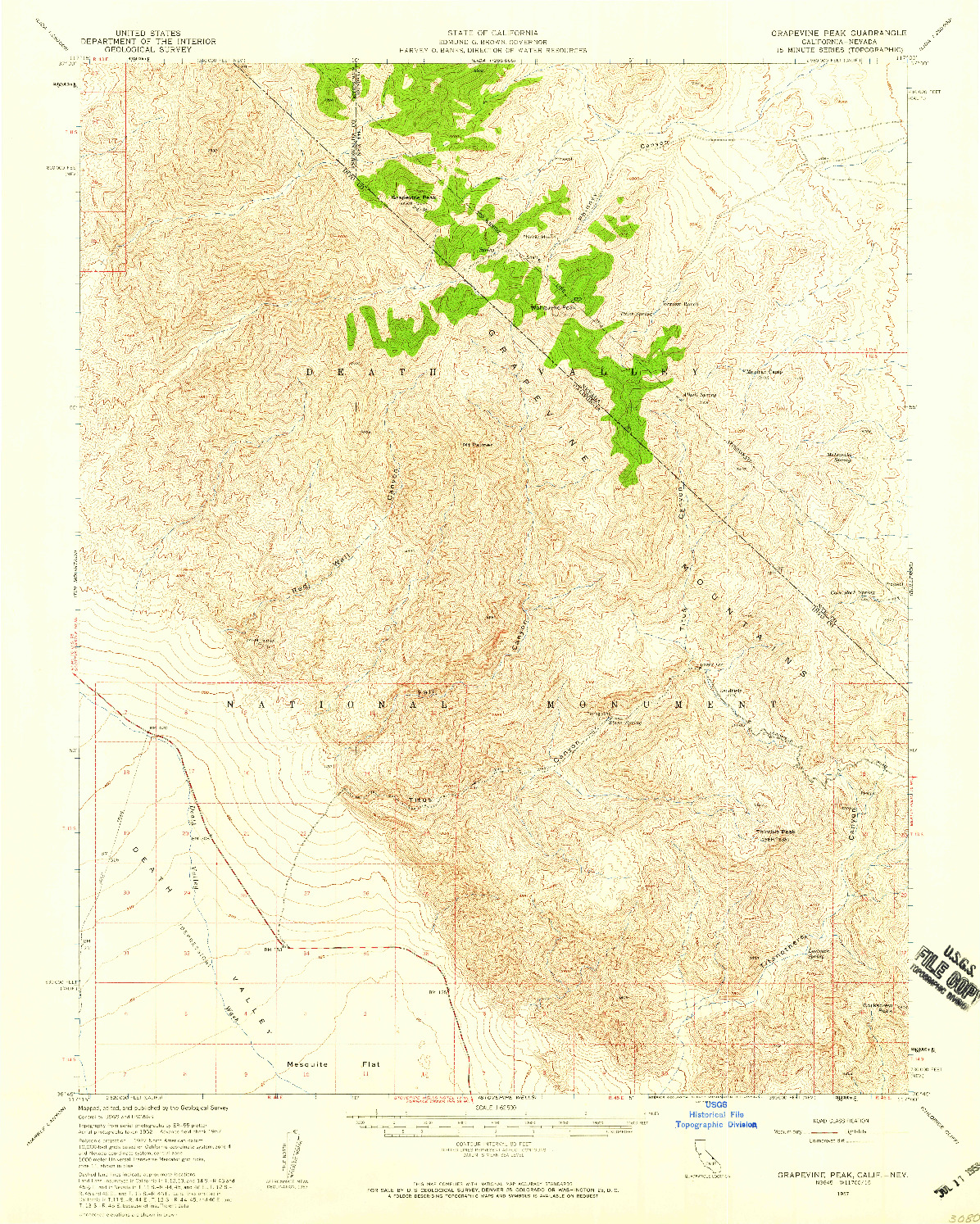 USGS 1:62500-SCALE QUADRANGLE FOR GRAPEVINE PEAK, CA 1957