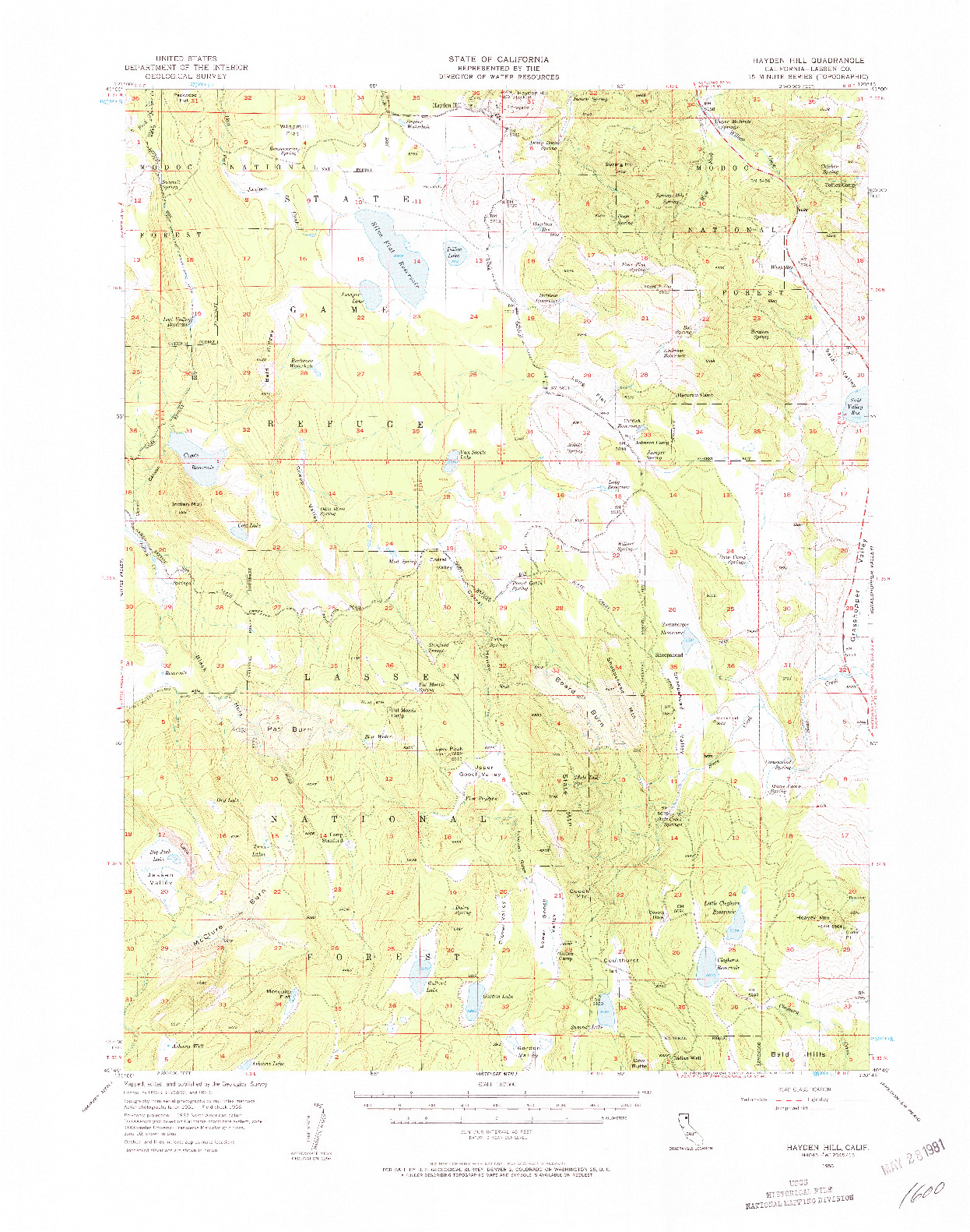 USGS 1:62500-SCALE QUADRANGLE FOR HAYDEN HILL, CA 1956
