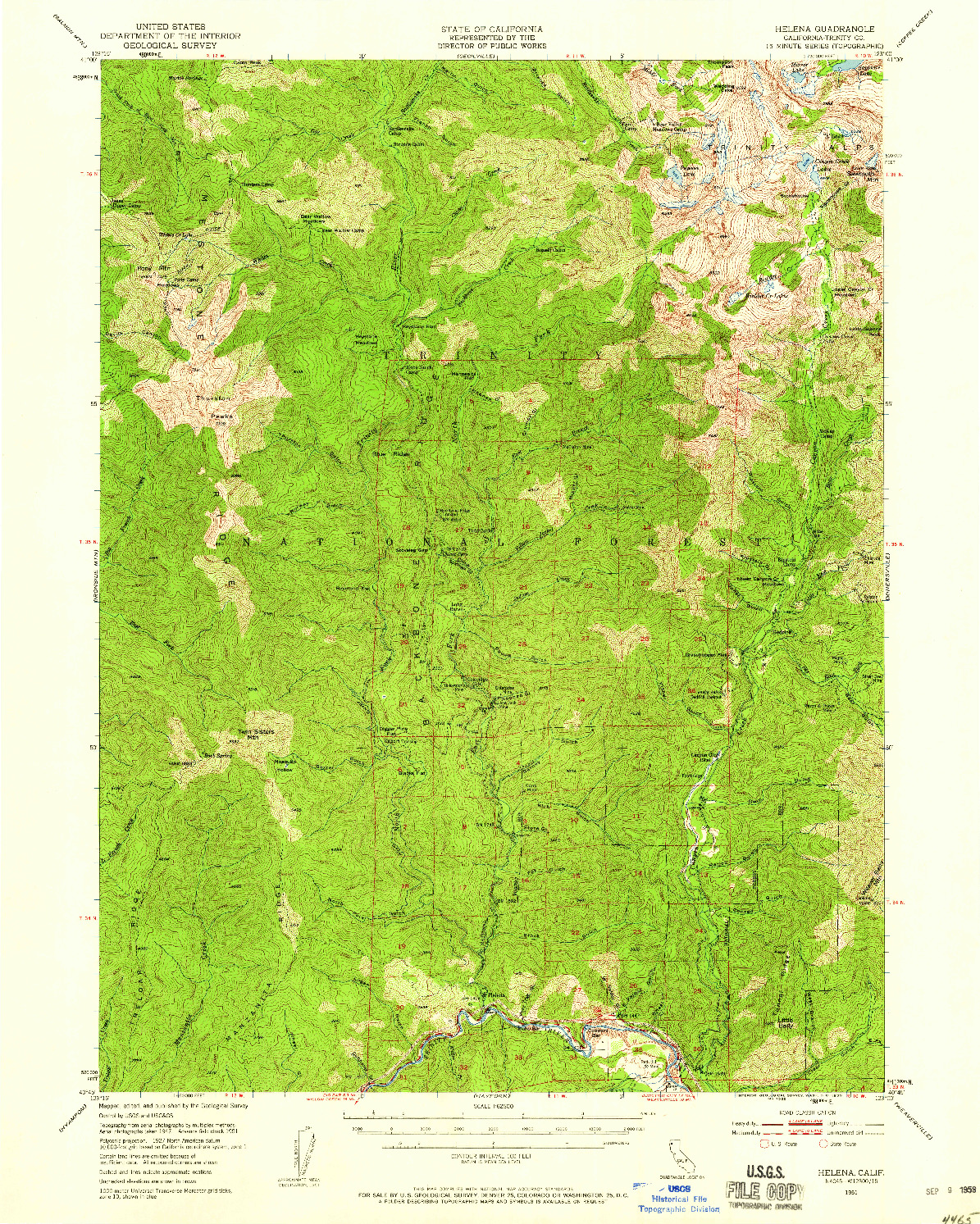 USGS 1:62500-SCALE QUADRANGLE FOR HELENA, CA 1951