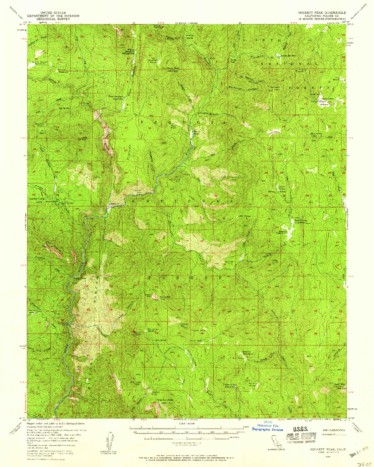 USGS 1:62500-SCALE QUADRANGLE FOR HOCKETT PEAK, CA 1956