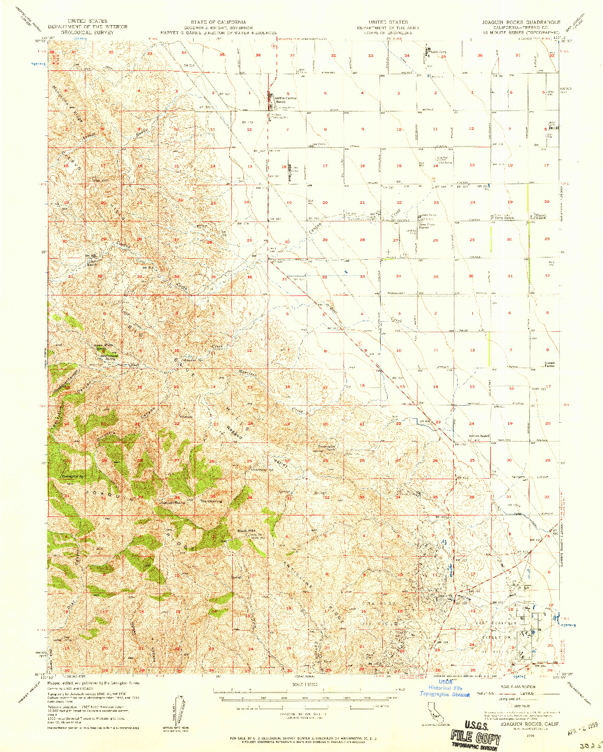 USGS 1:62500-SCALE QUADRANGLE FOR JOAQUIN ROCKS, CA 1956