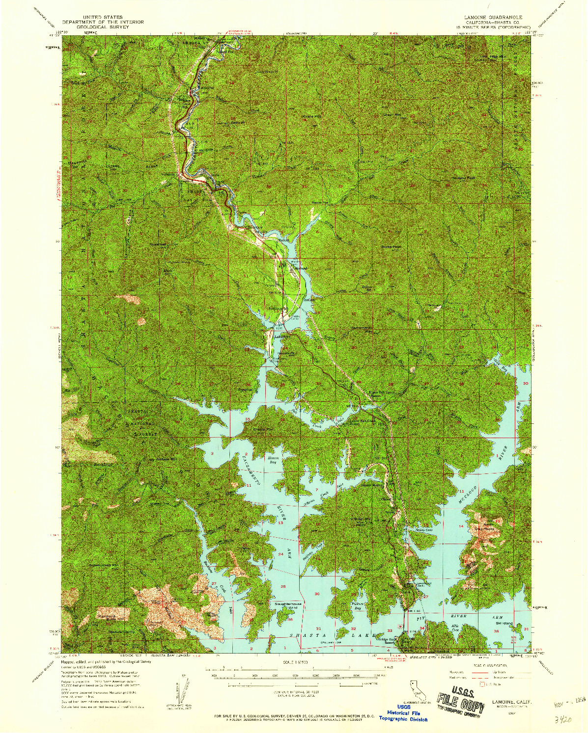USGS 1:62500-SCALE QUADRANGLE FOR LAMOINE, CA 1957