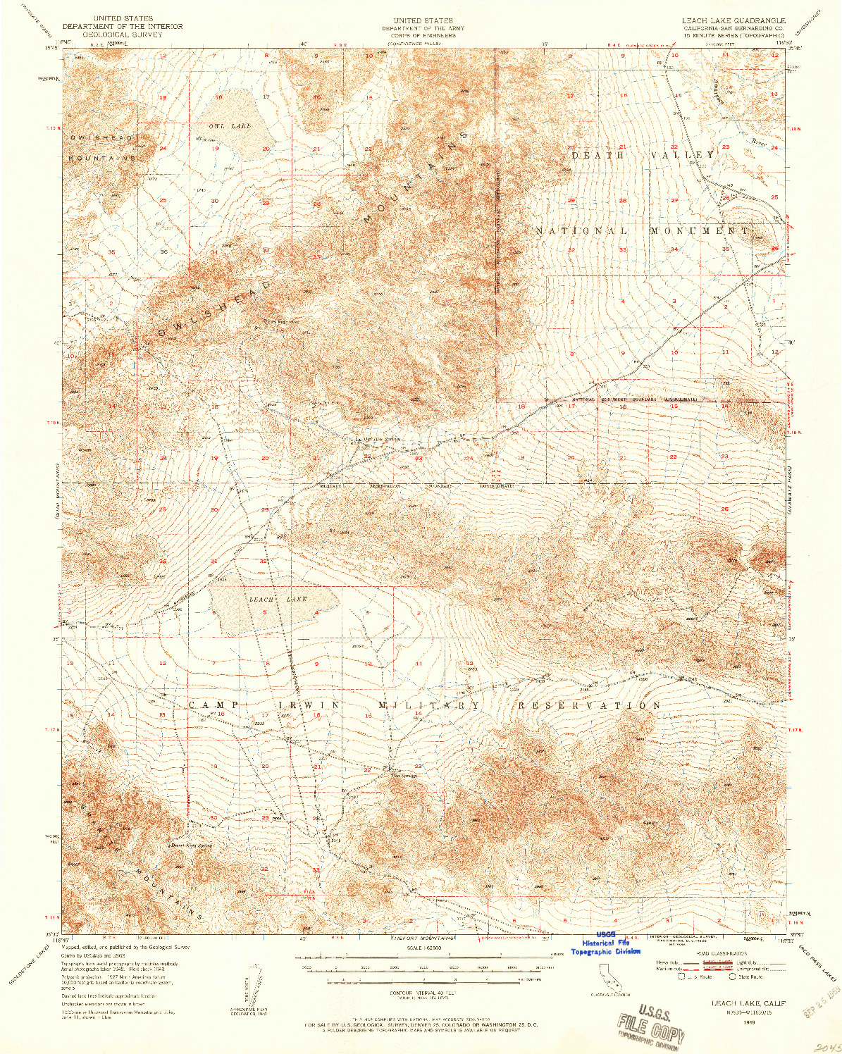 USGS 1:62500-SCALE QUADRANGLE FOR LEACH LAKE, CA 1948