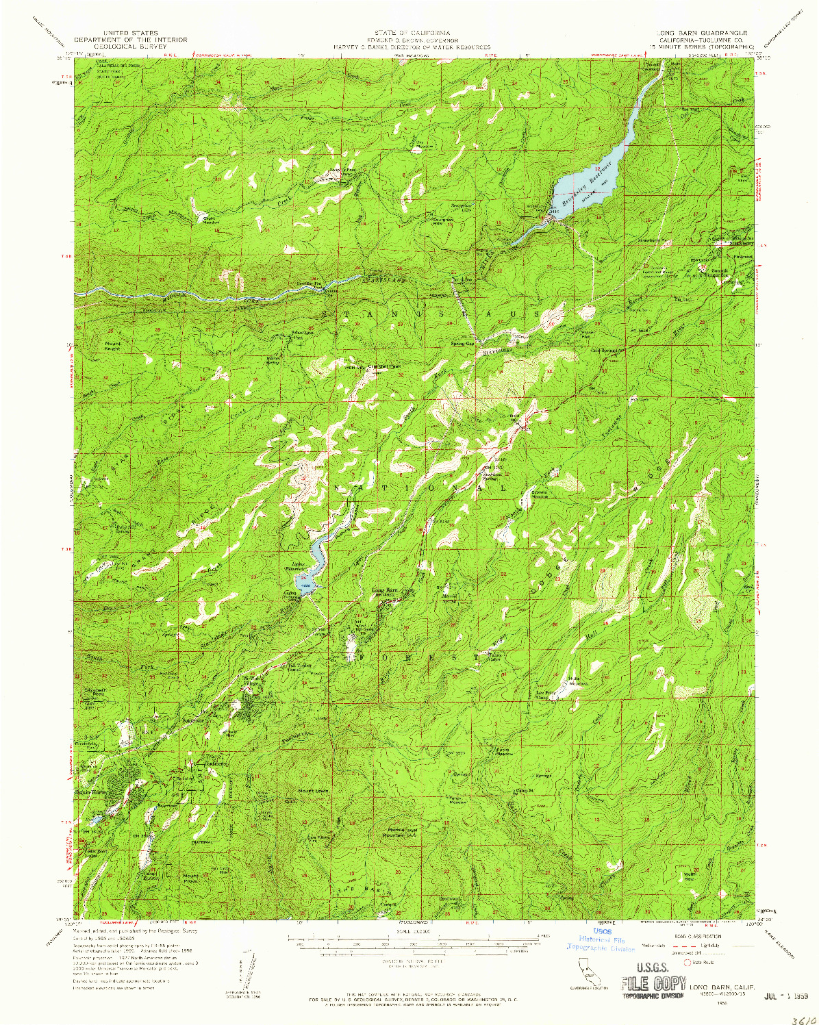 USGS 1:62500-SCALE QUADRANGLE FOR LONG BARN, CA 1956