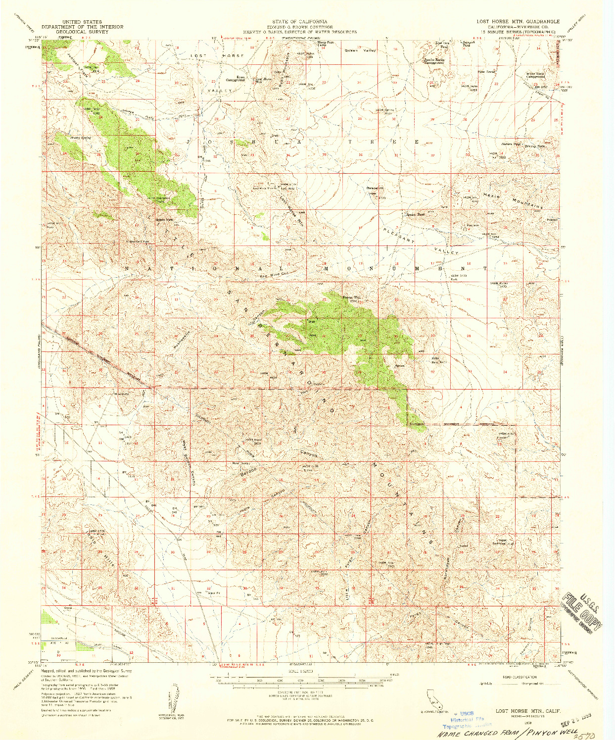 USGS 1:62500-SCALE QUADRANGLE FOR LOST HORSE MTN, CA 1958