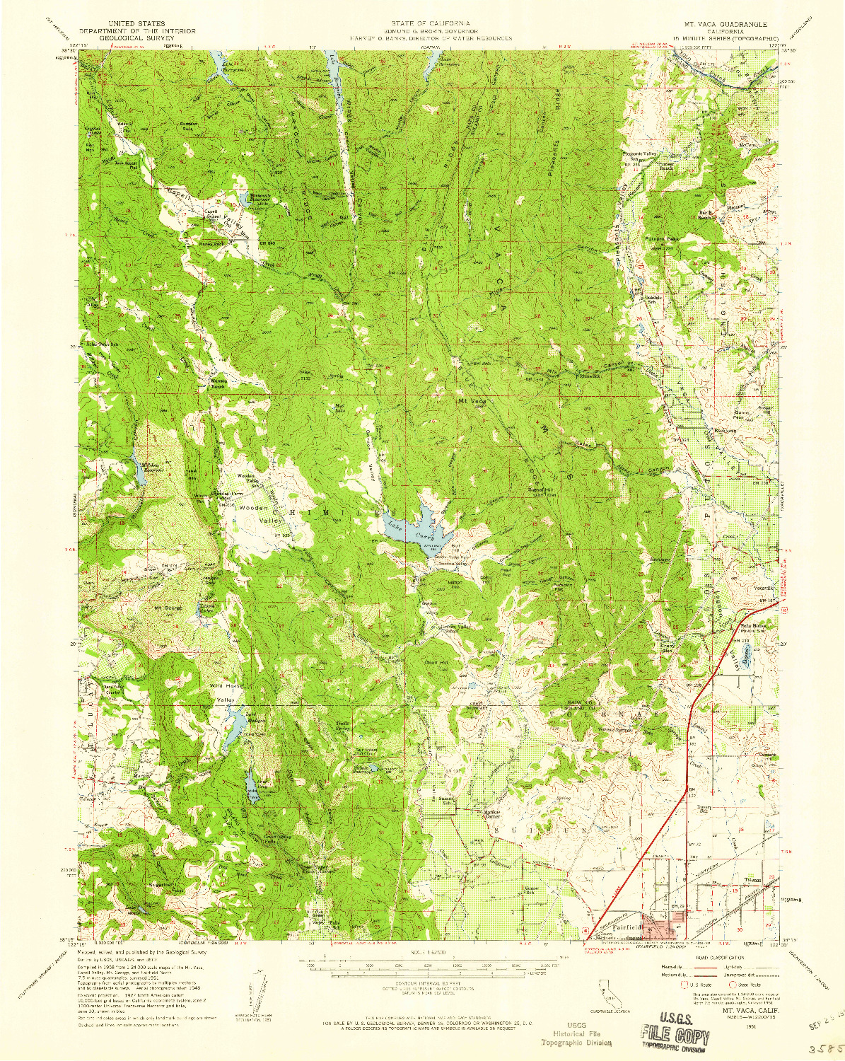 USGS 1:62500-SCALE QUADRANGLE FOR MT. VACA, CA 1951