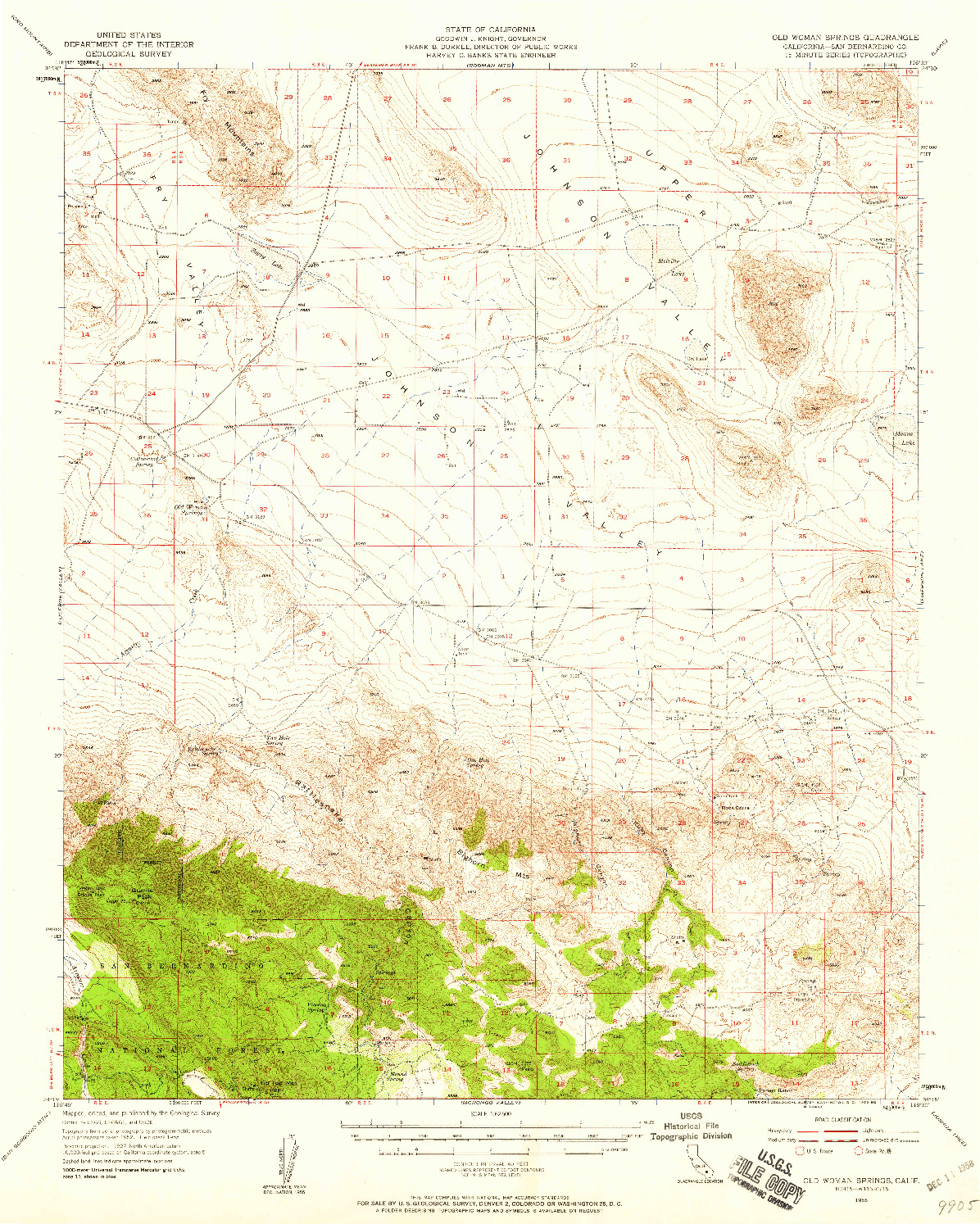 USGS 1:62500-SCALE QUADRANGLE FOR OLD WOMAN SPRINGS, CA 1955