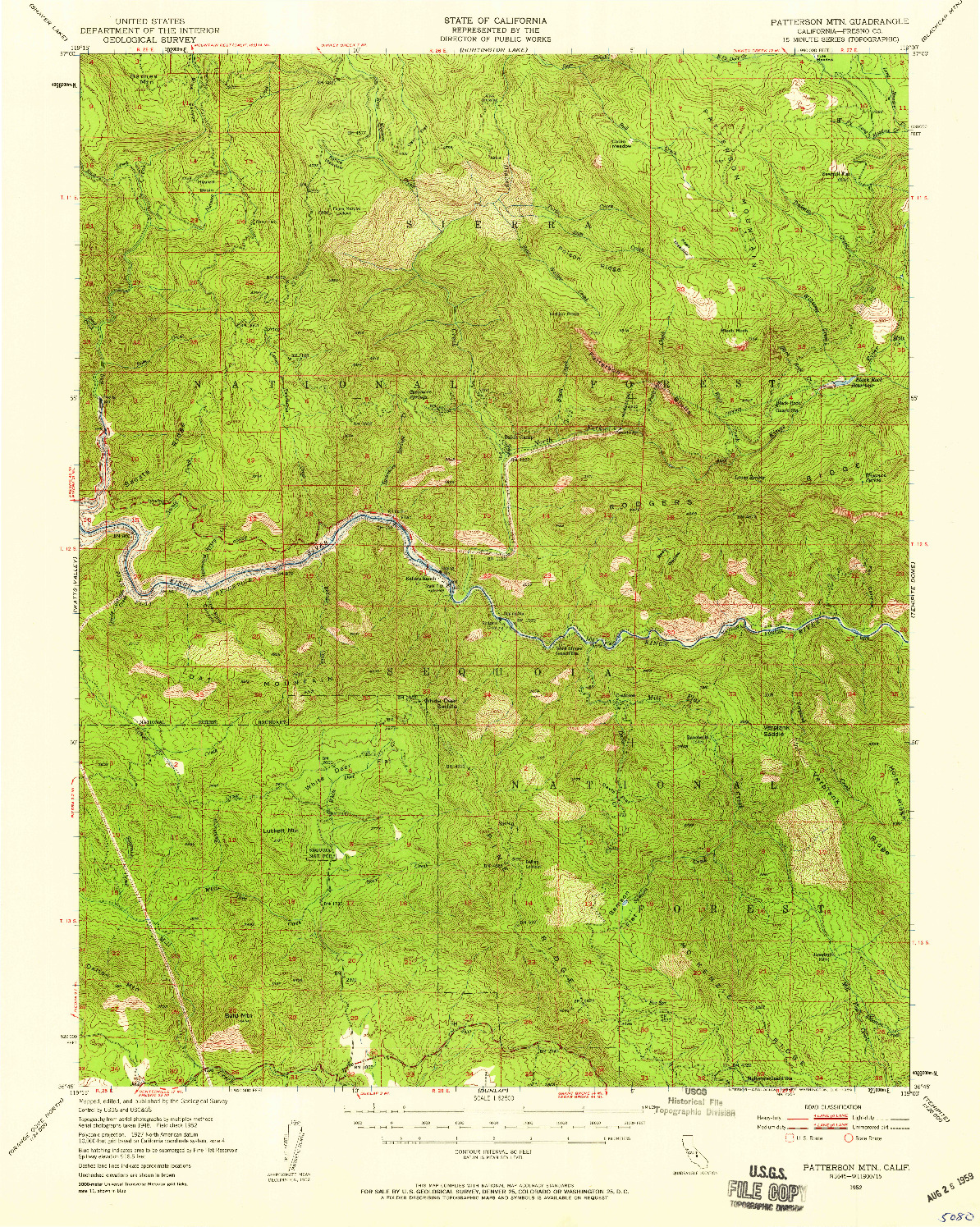 USGS 1:62500-SCALE QUADRANGLE FOR PATTERSON MOUNTAIN, CA 1952