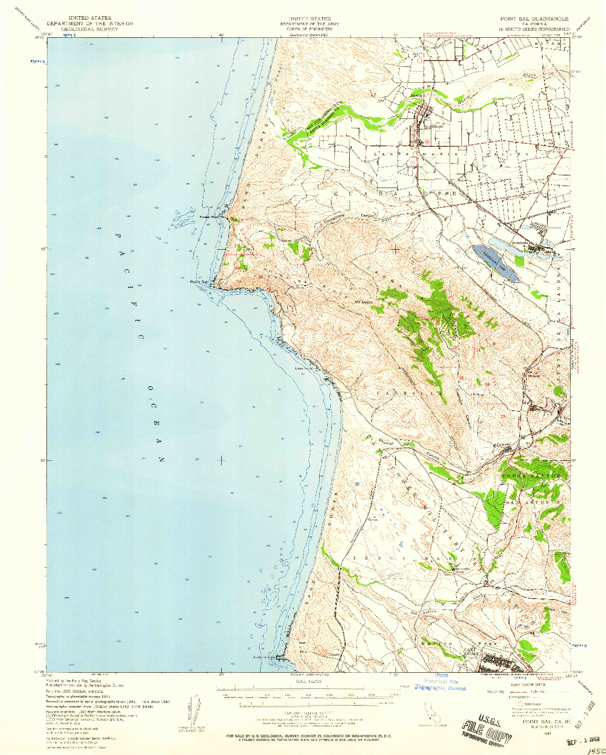 USGS 1:62500-SCALE QUADRANGLE FOR POINT SAL, CA 1947