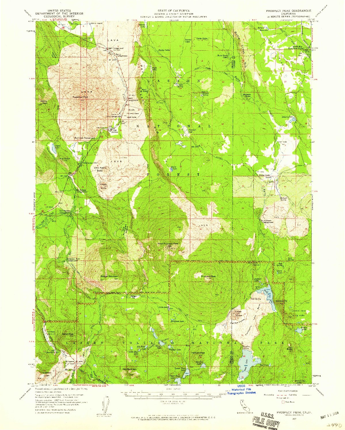 USGS 1:62500-SCALE QUADRANGLE FOR PROSPECT PEAK, CA 1957