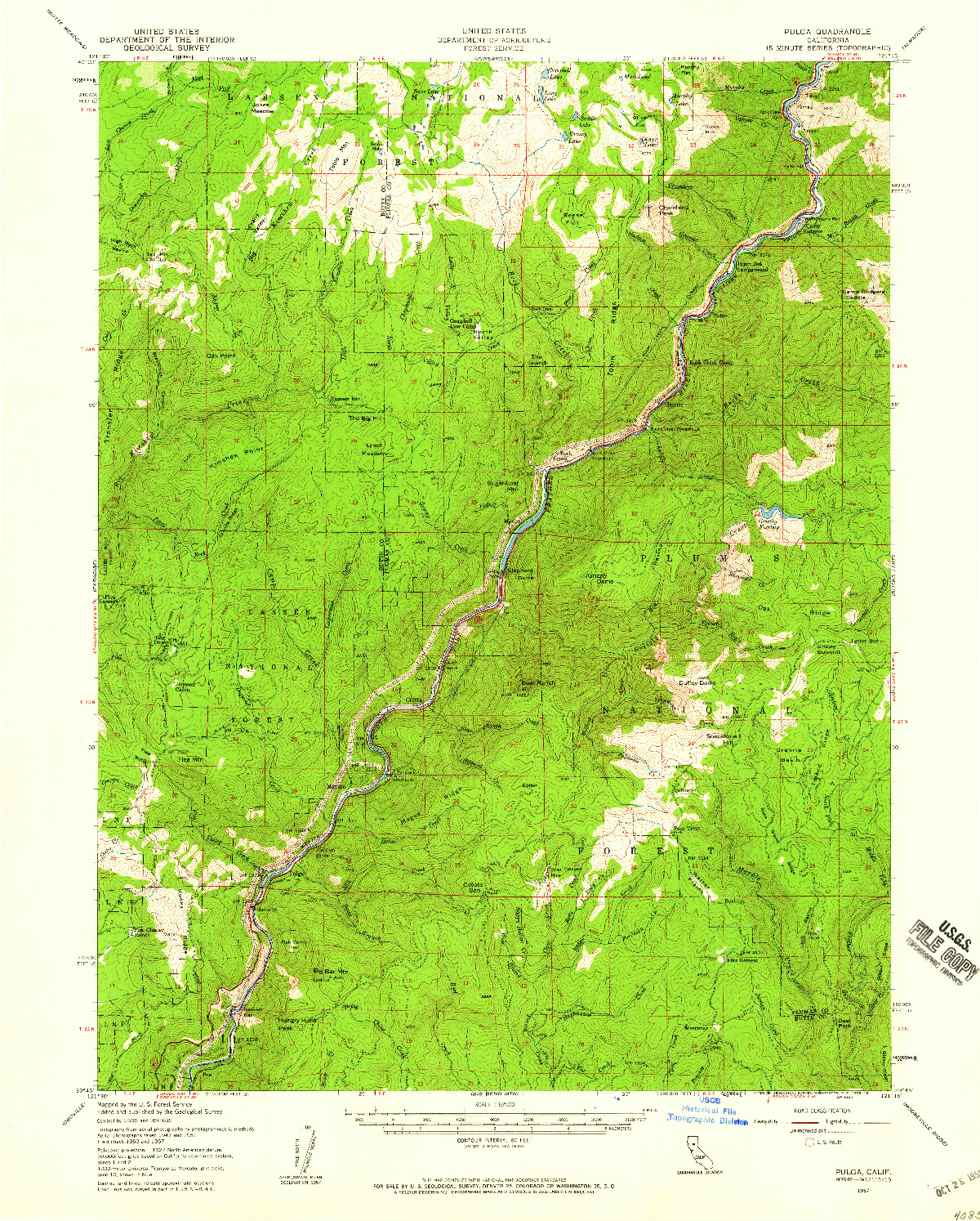 USGS 1:62500-SCALE QUADRANGLE FOR PULGA, CA 1957