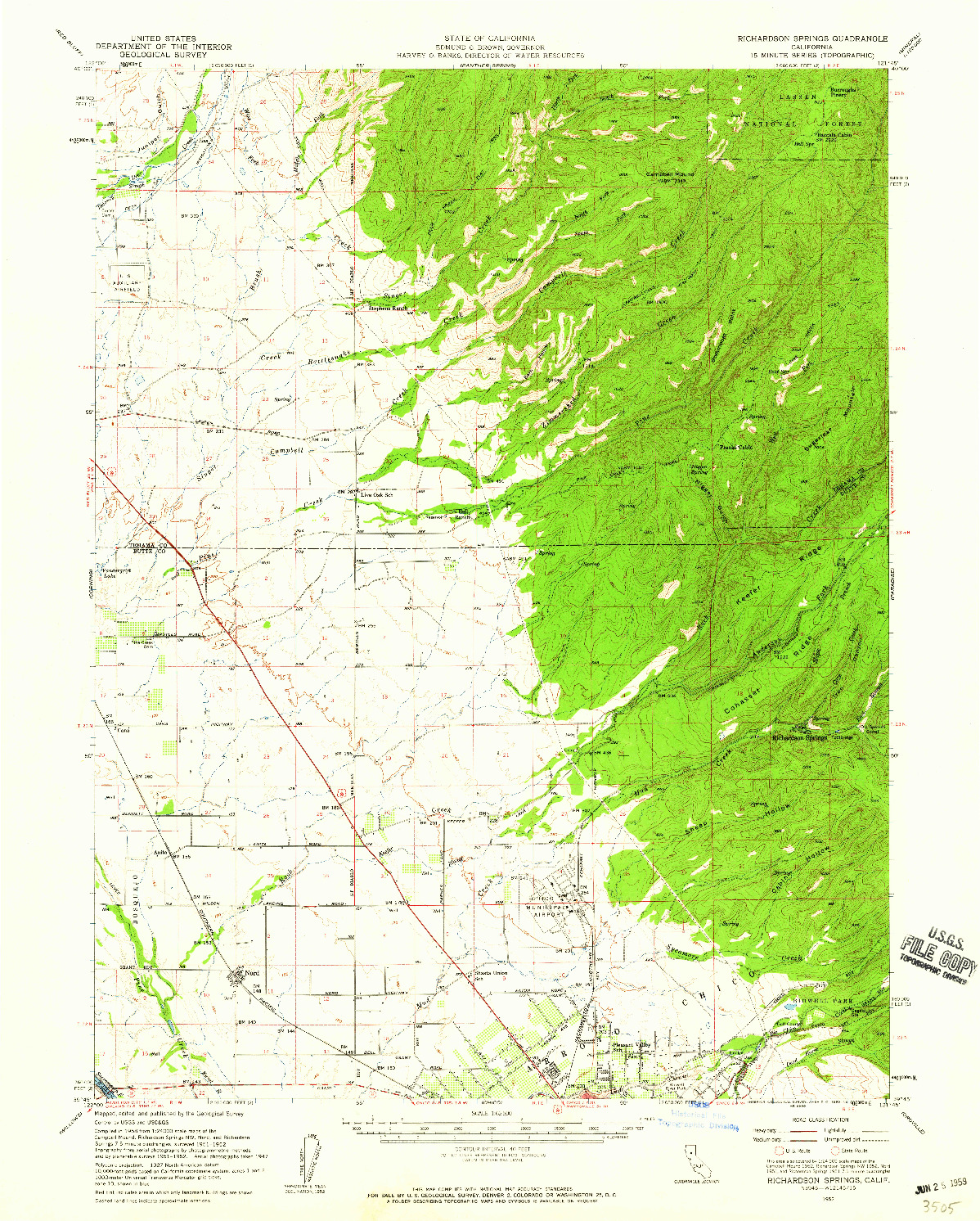 USGS 1:62500-SCALE QUADRANGLE FOR RICHARDSON SPRINGS, CA 1952