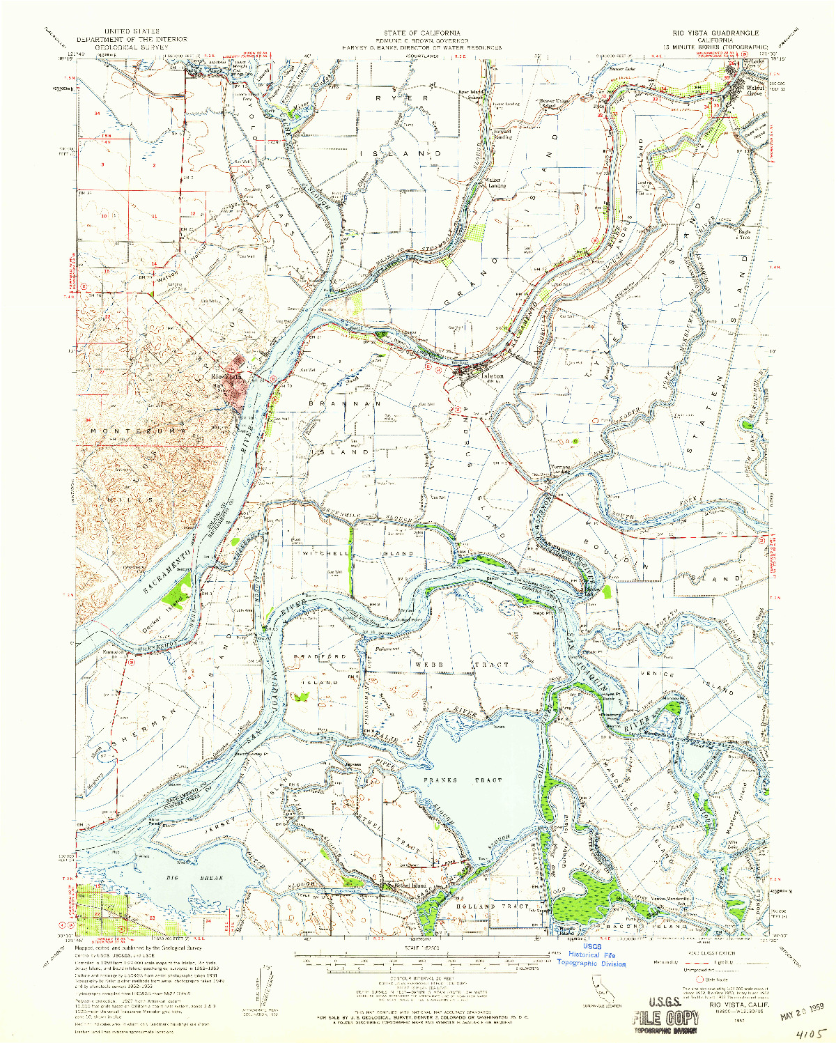 USGS 1:62500-SCALE QUADRANGLE FOR RIO VISTA, CA 1952
