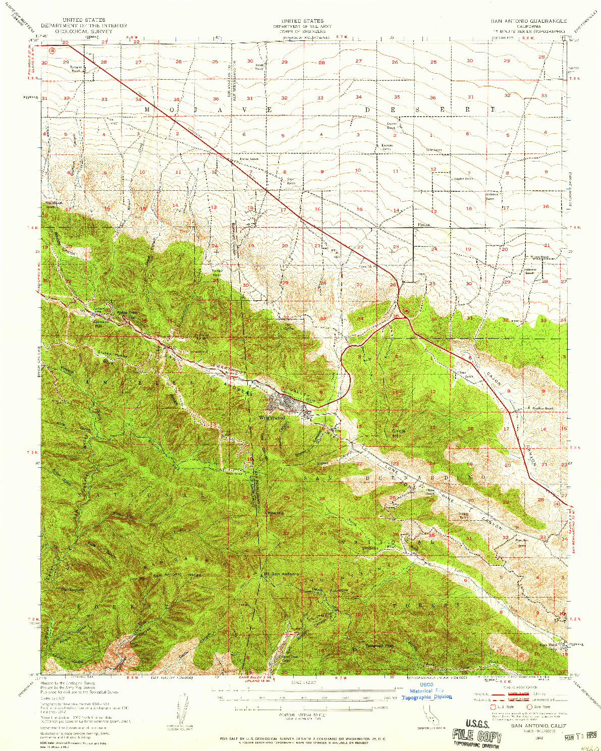 USGS 1:62500-SCALE QUADRANGLE FOR SAN ANTONIO, CA 1942