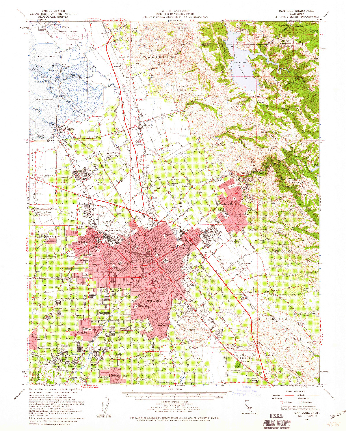 USGS 1:62500-SCALE QUADRANGLE FOR SAN JOSE, CA 1953