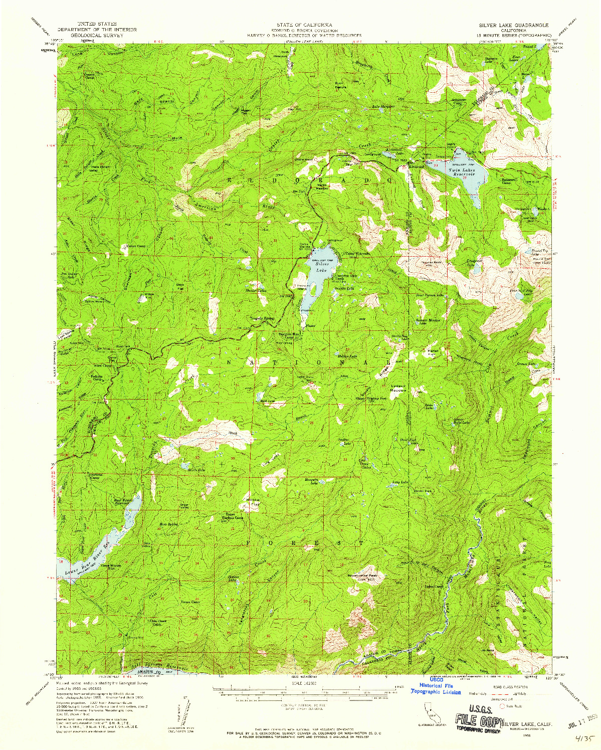 USGS 1:62500-SCALE QUADRANGLE FOR SILVER LAKE, CA 1956