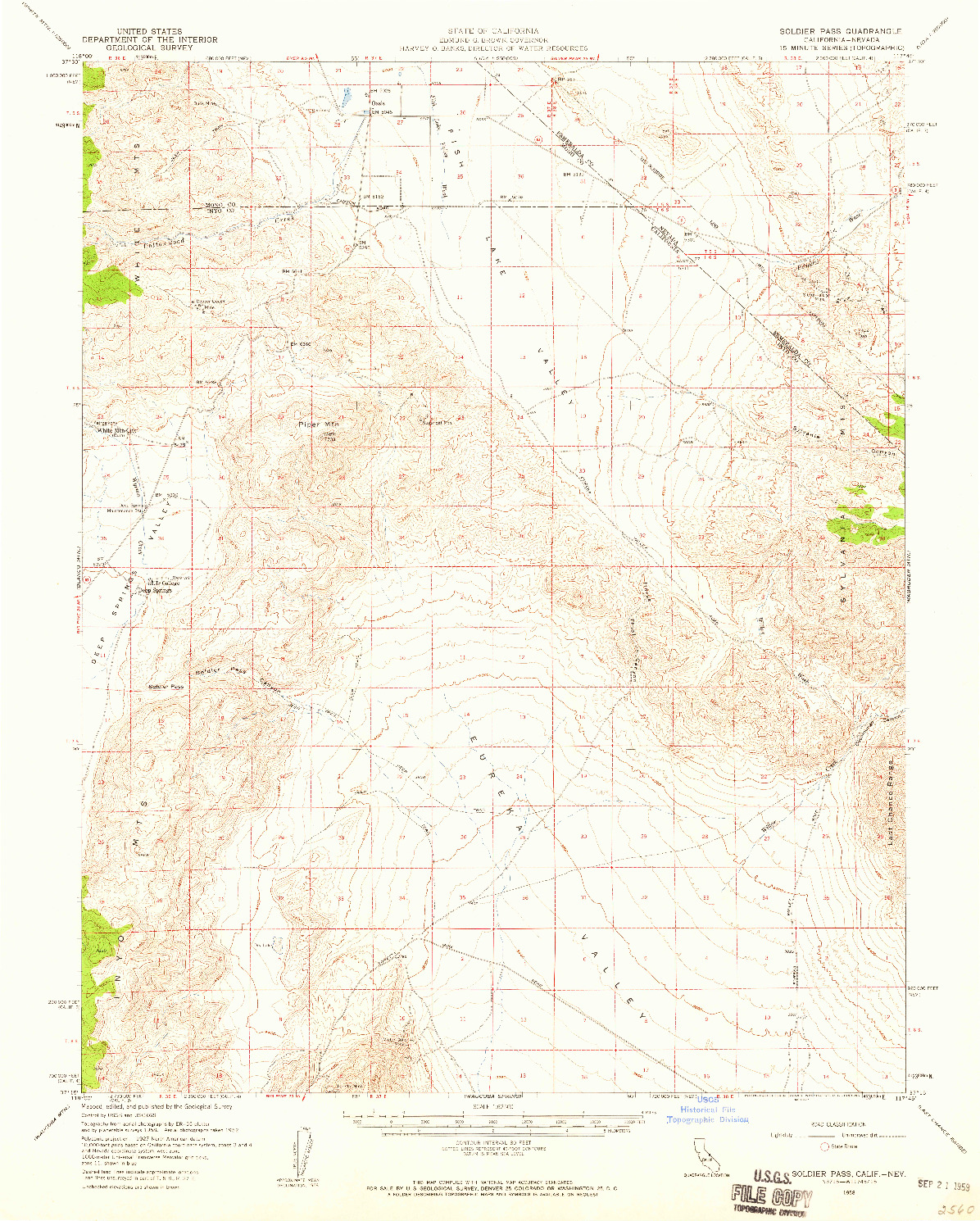 USGS 1:62500-SCALE QUADRANGLE FOR SOLDIER PASS, CA 1958