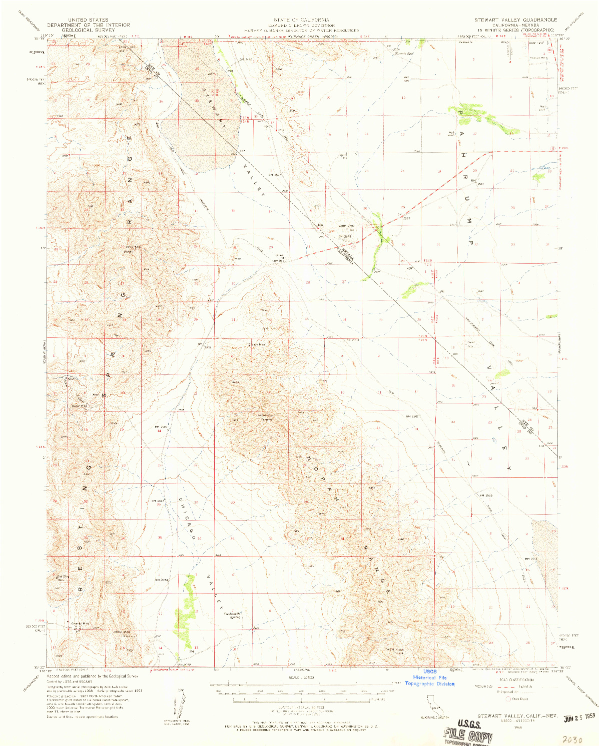 USGS 1:62500-SCALE QUADRANGLE FOR STEWART VALLEY, CA 1958