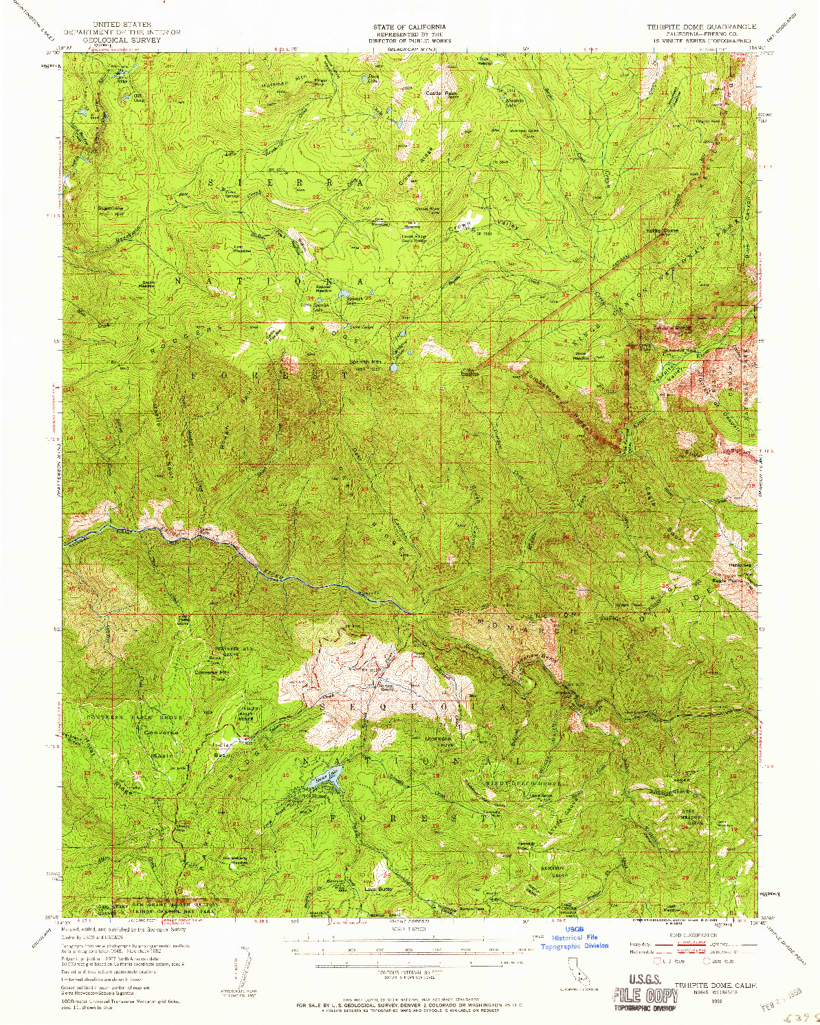 USGS 1:62500-SCALE QUADRANGLE FOR TEHIPITE DOME, CA 1952