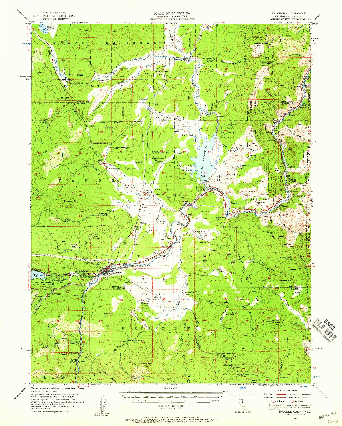 USGS 1:62500-SCALE QUADRANGLE FOR TRUCKEE, CA 1955