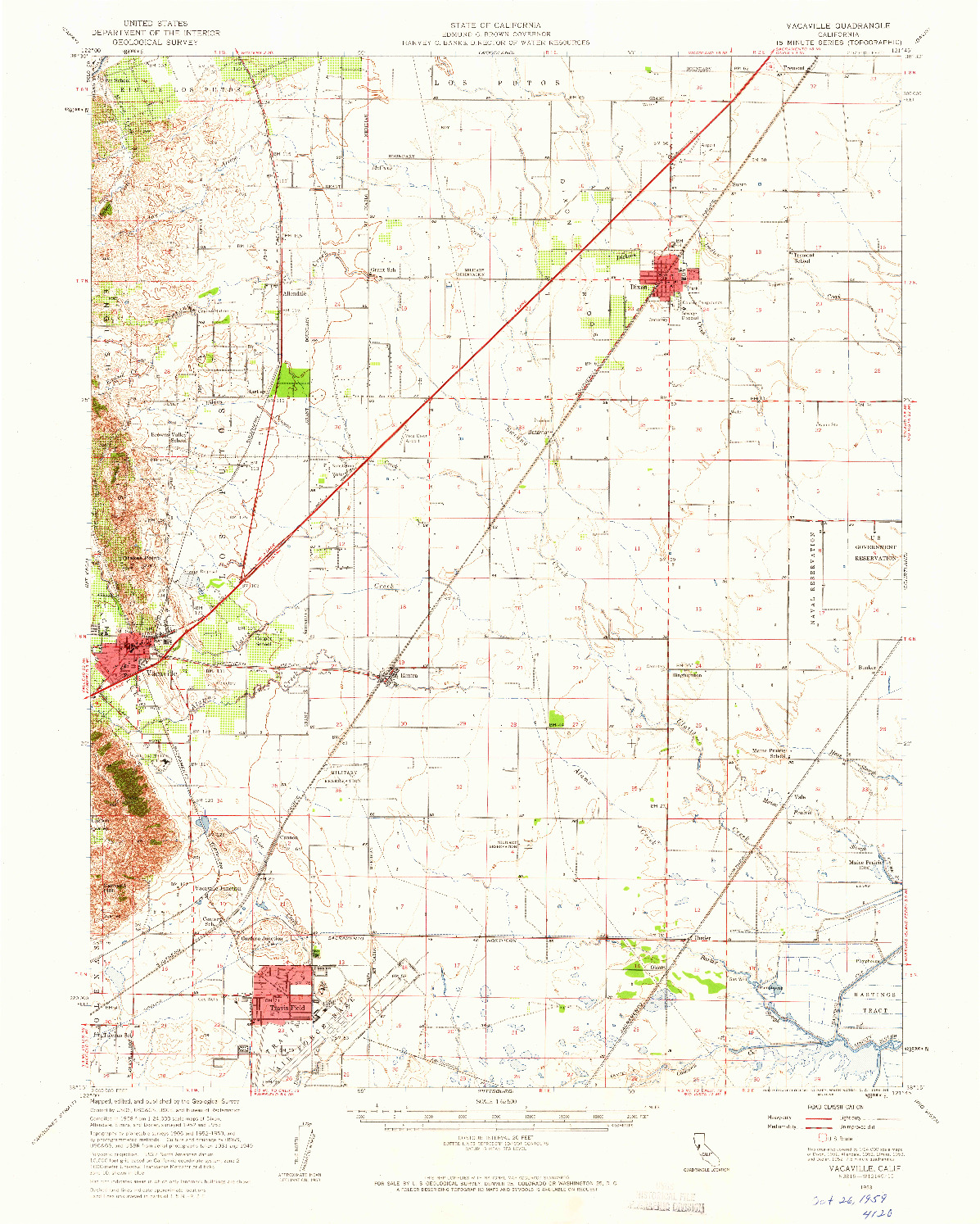 USGS 1:62500-SCALE QUADRANGLE FOR VACAVILLE, CA 1953