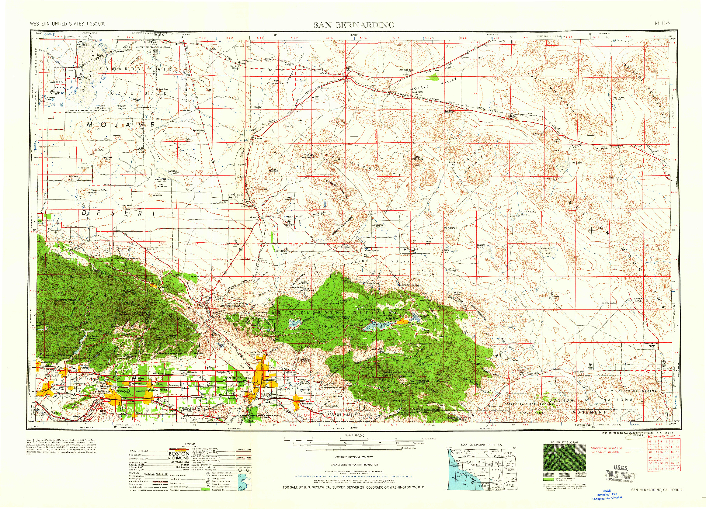 USGS 1:250000-SCALE QUADRANGLE FOR SAN BERNARDINO, CA 1959