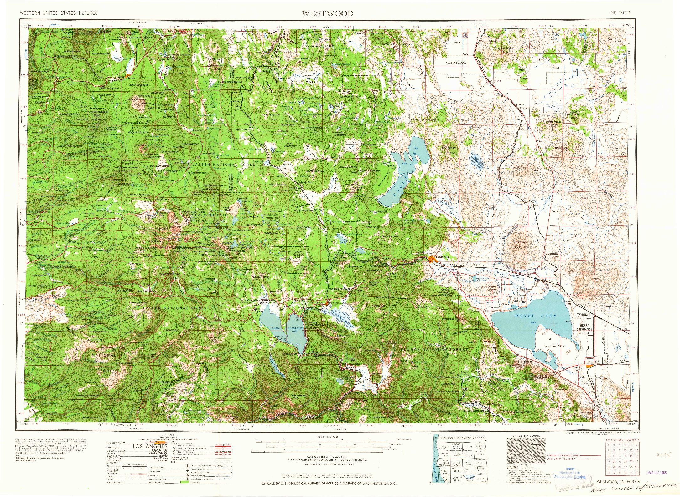USGS 1:250000-SCALE QUADRANGLE FOR WESTWOOD, CA 1955