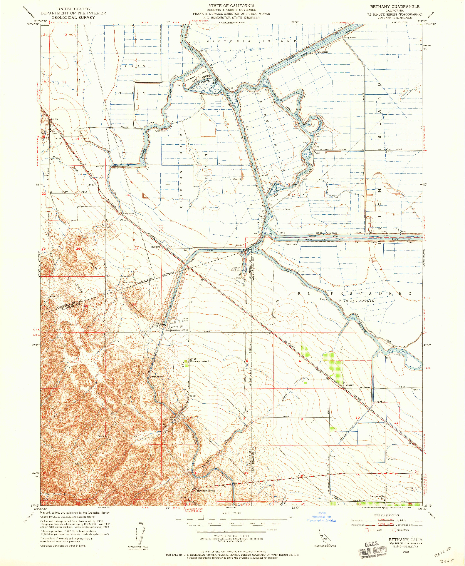 USGS 1:24000-SCALE QUADRANGLE FOR BETHANY, CA 1952