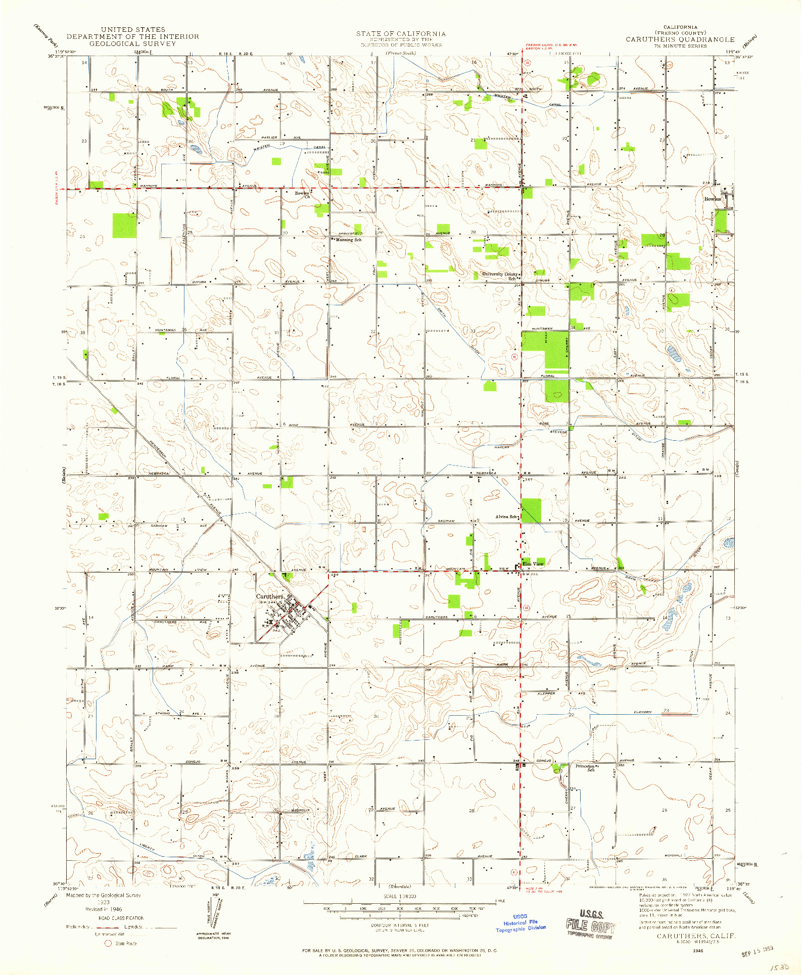 USGS 1:24000-SCALE QUADRANGLE FOR CARUTHERS, CA 1946