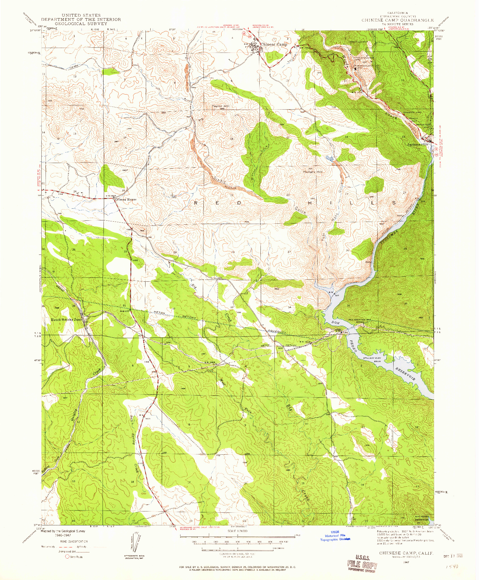 USGS 1:24000-SCALE QUADRANGLE FOR CHINESE CAMP, CA 1947